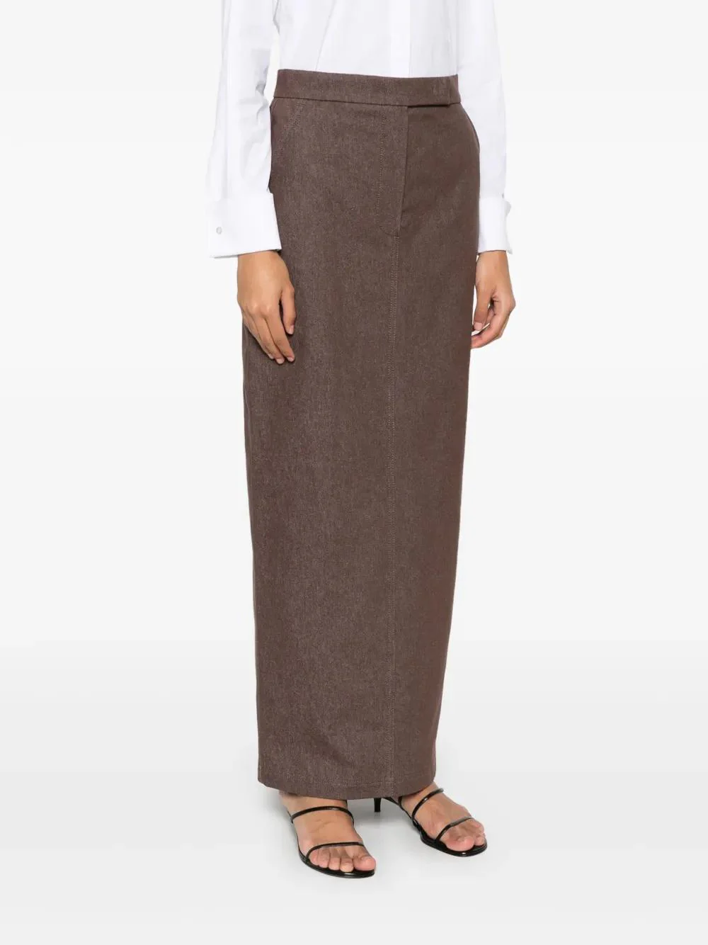 MAX MARA Pianosa Long Pencil Skirt in Denim-effect Cotton - Image 3