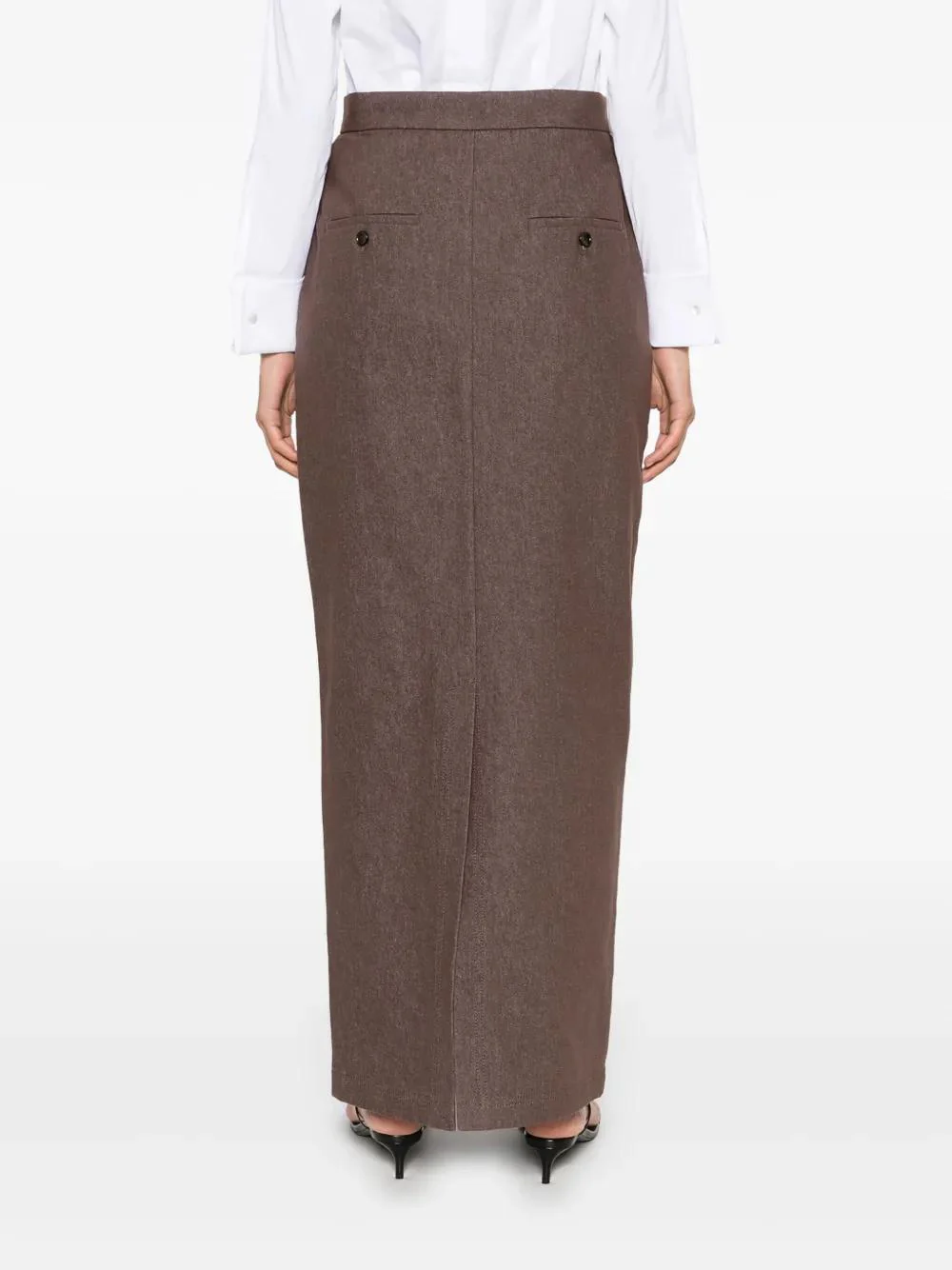 MAX MARA Pianosa Long Pencil Skirt in Denim-effect Cotton - Image 4