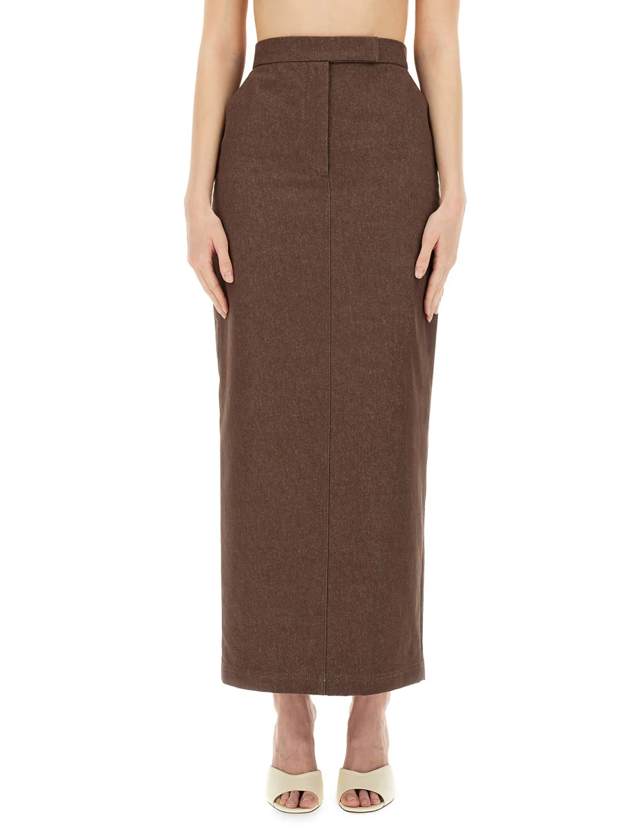 MAX MARA Pianosa Long Pencil Skirt in Denim-effect Cotton - Image 6