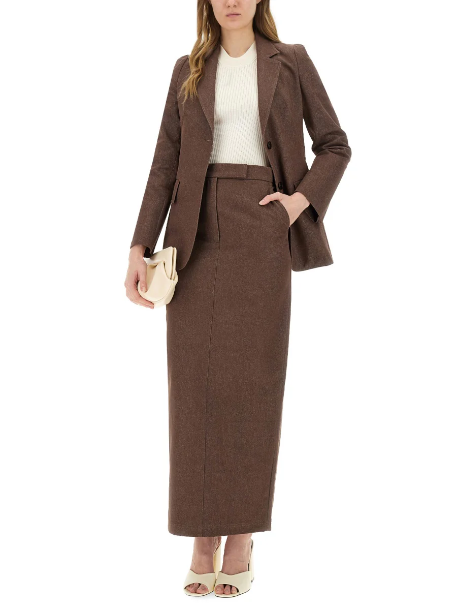 MAX MARA Pianosa Long Pencil Skirt in Denim-effect Cotton - Image 7