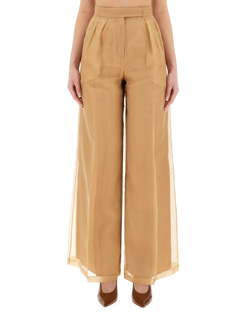 MAX MARA Printed Wide-Leg Silk Trousers - Image 2