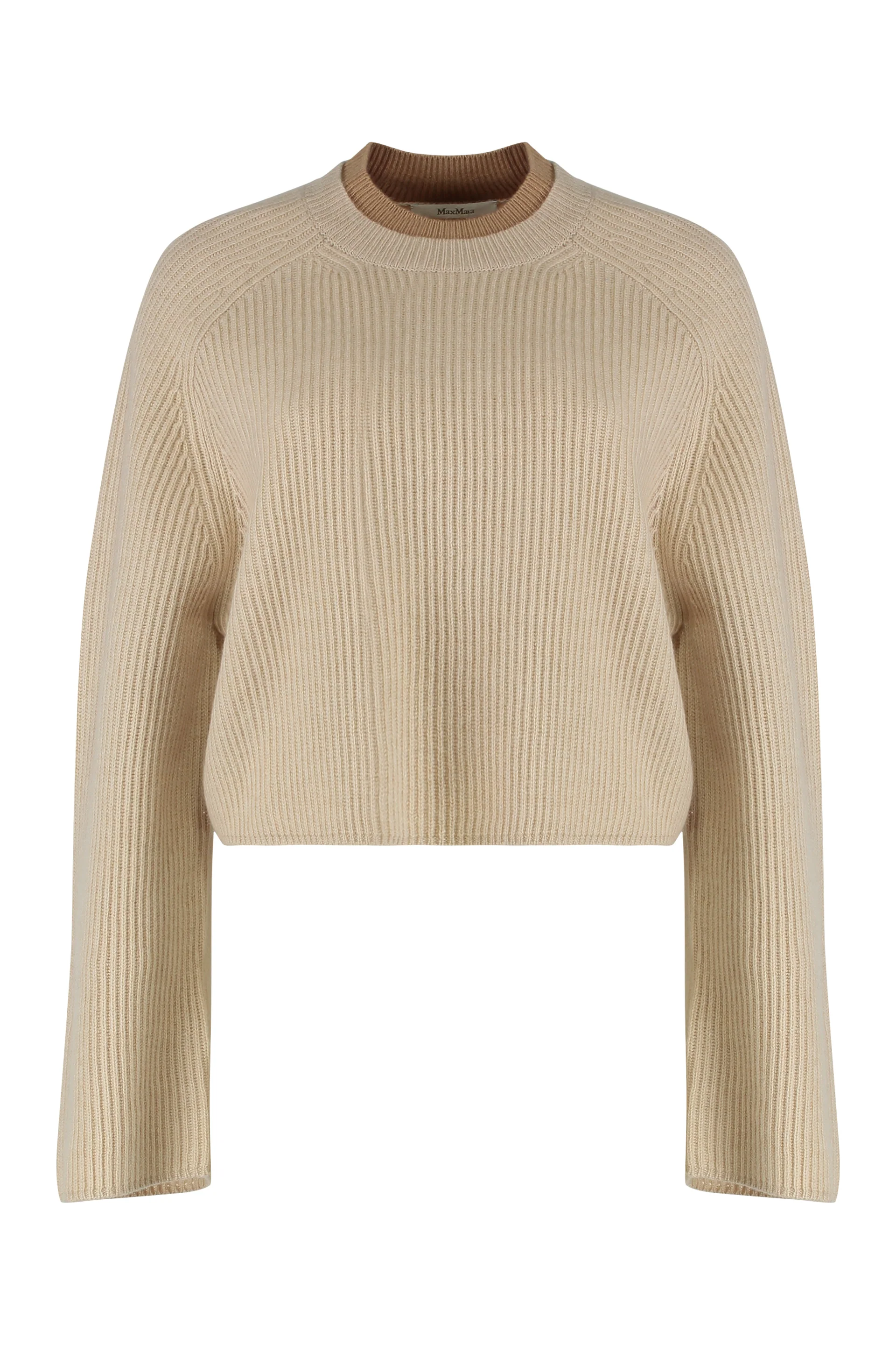 Max Mara Ribbed Knit Long Sleeve Crop Top