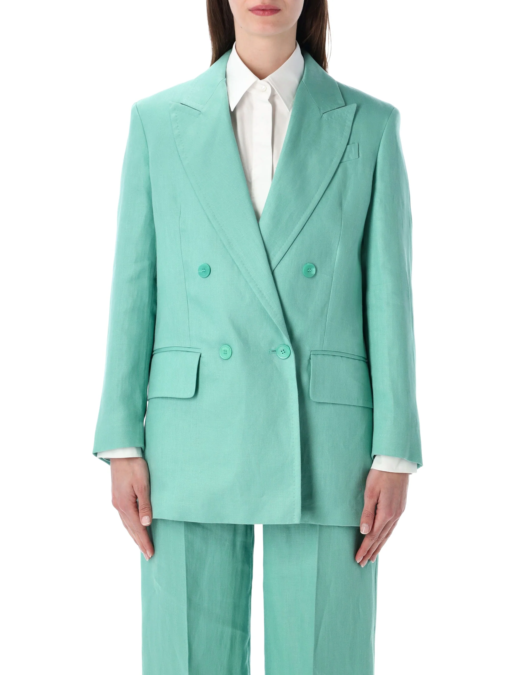 Max Mara Sophisticated Double-Breasted Linen Blazer - Size 40