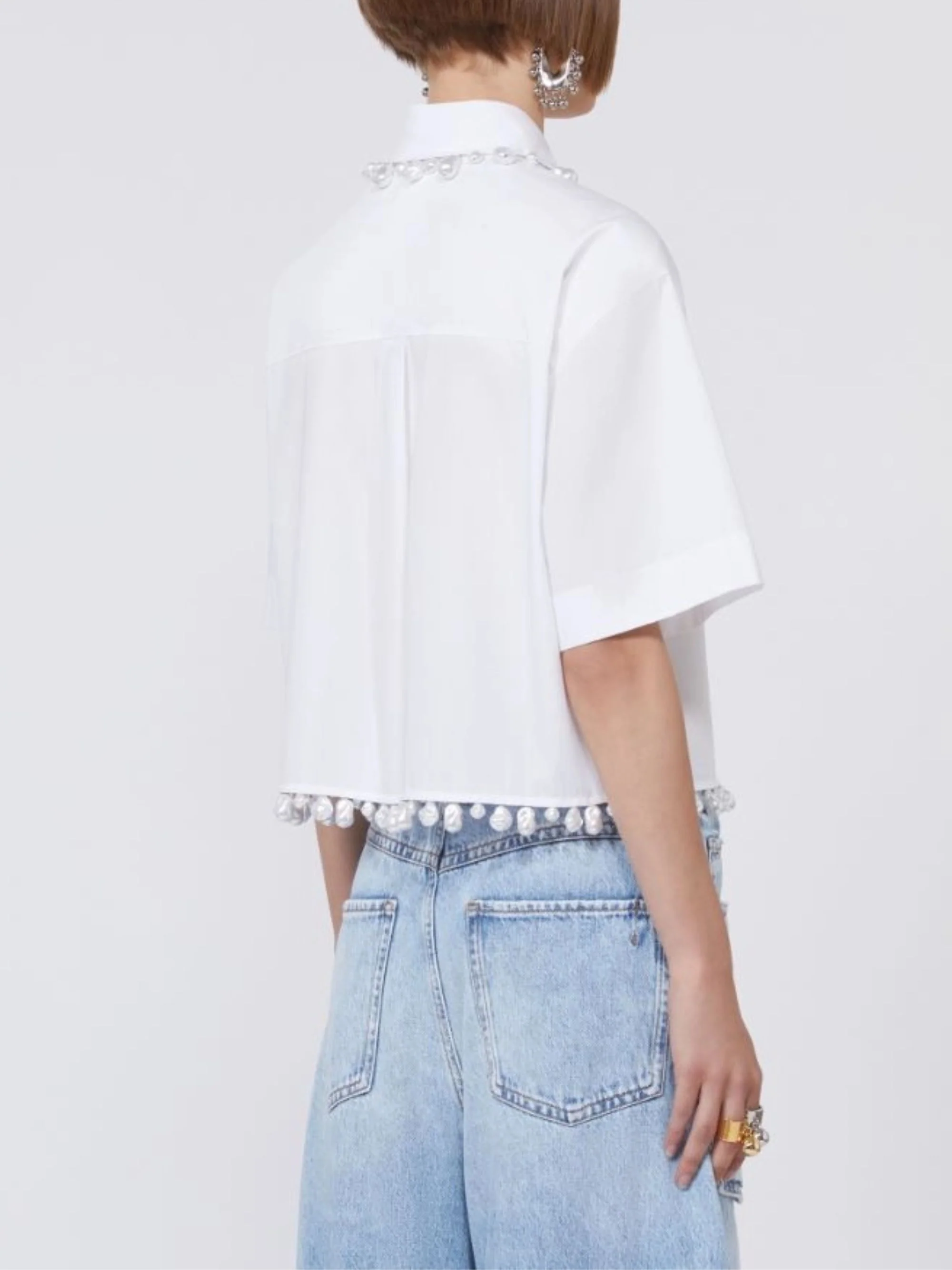 Max Mara Sportmax Casual Boxy Fit Shirt with Pearl Details - Image 3