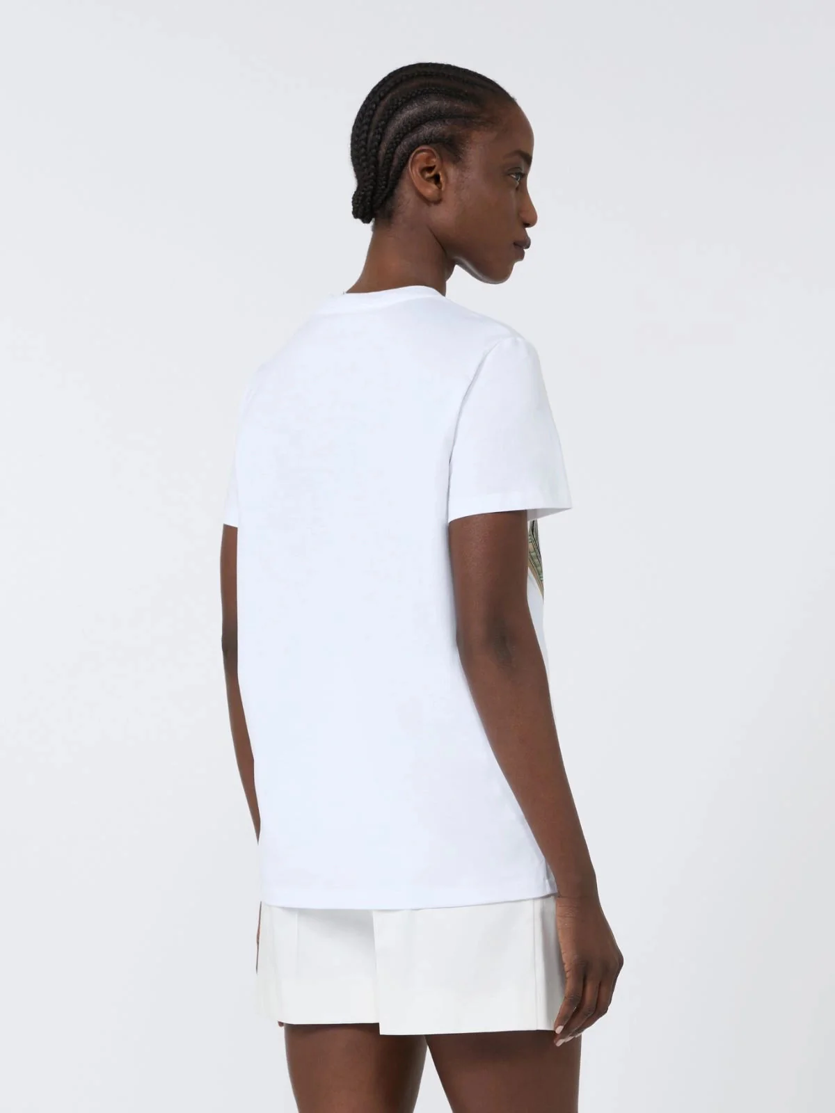 Max Mara Straight Fit Pure Cotton T-Shirt with Short Set-In Sleeves - Image 4