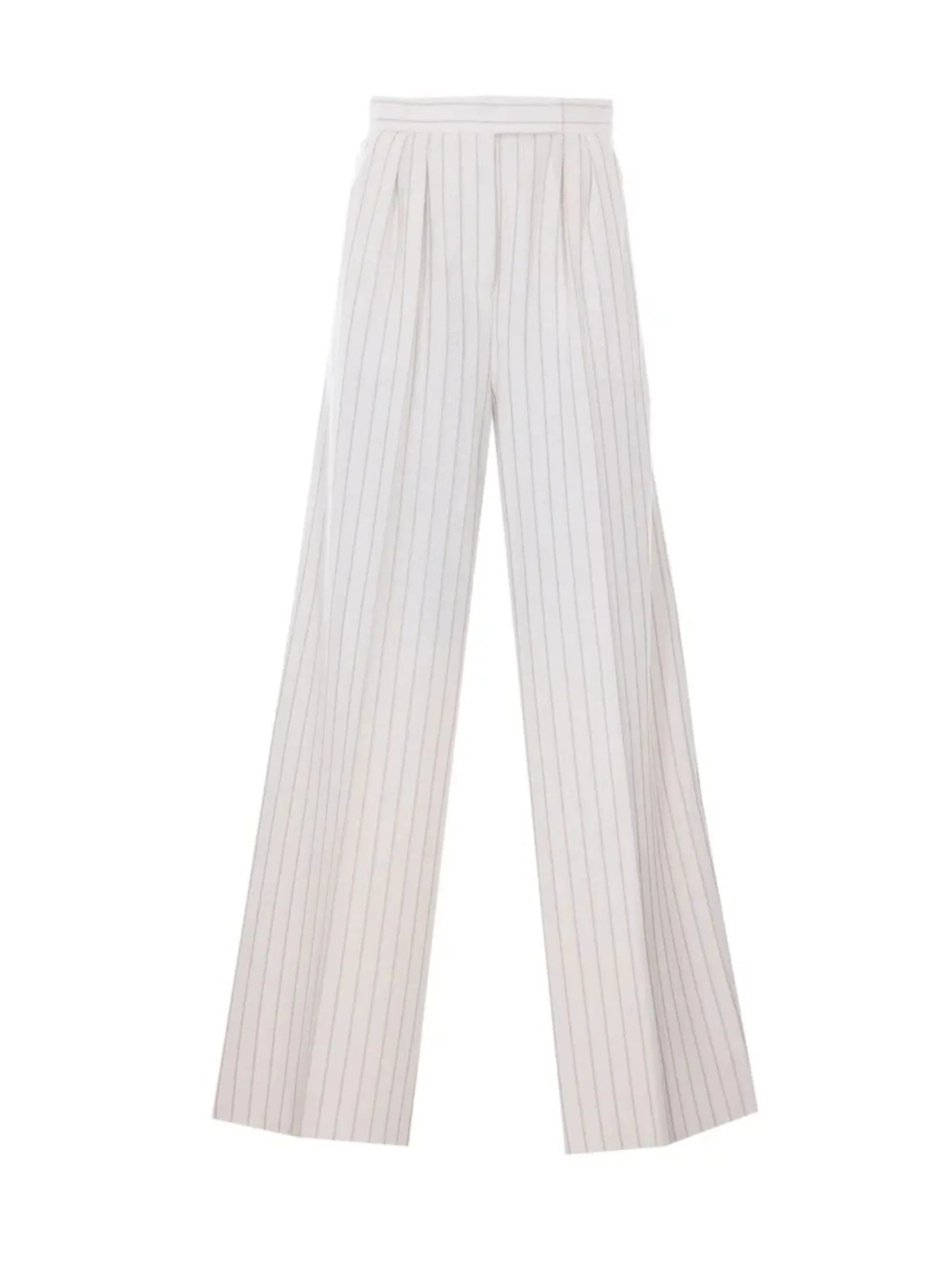 Max Mara Striped Cotton Pants with Front Zipper and Hook for Women – SS26