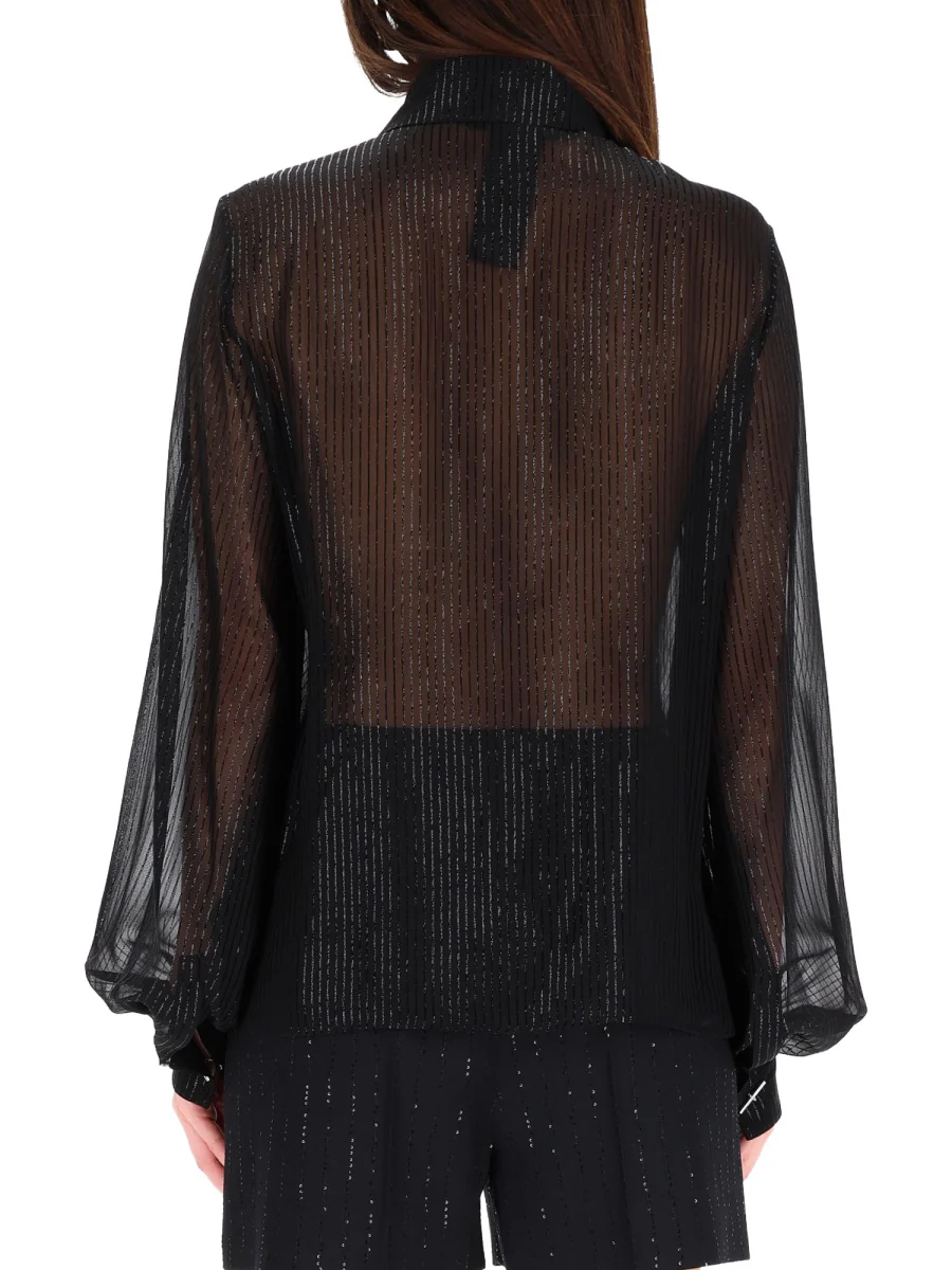 MAX MARA Striped Silk Chiffon Shirt - Image 4
