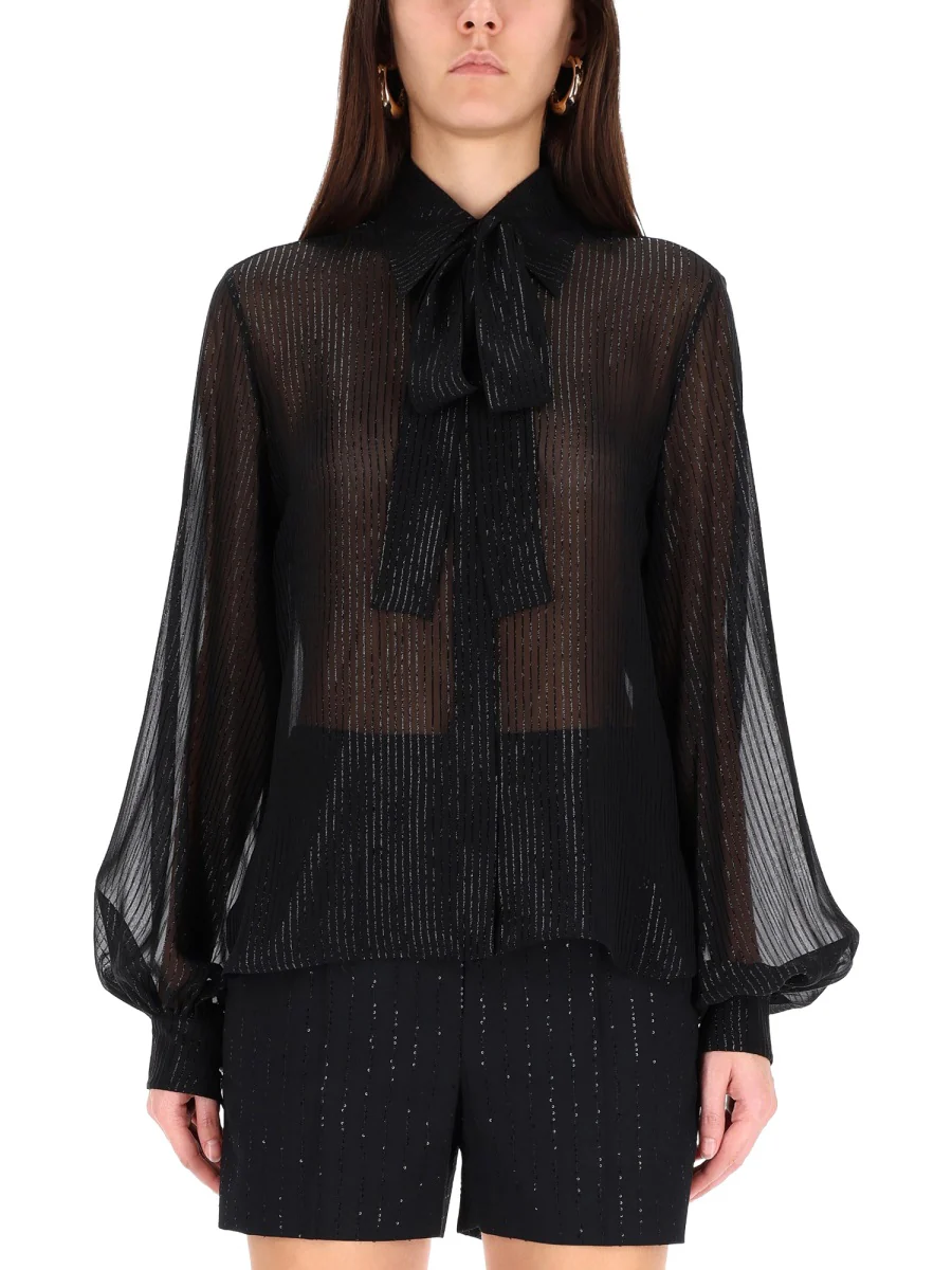 MAX MARA Striped Silk Chiffon Shirt - Image 5