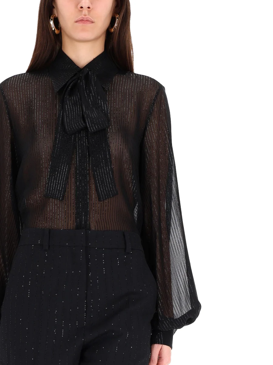 MAX MARA Striped Silk Chiffon Shirt - Image 7