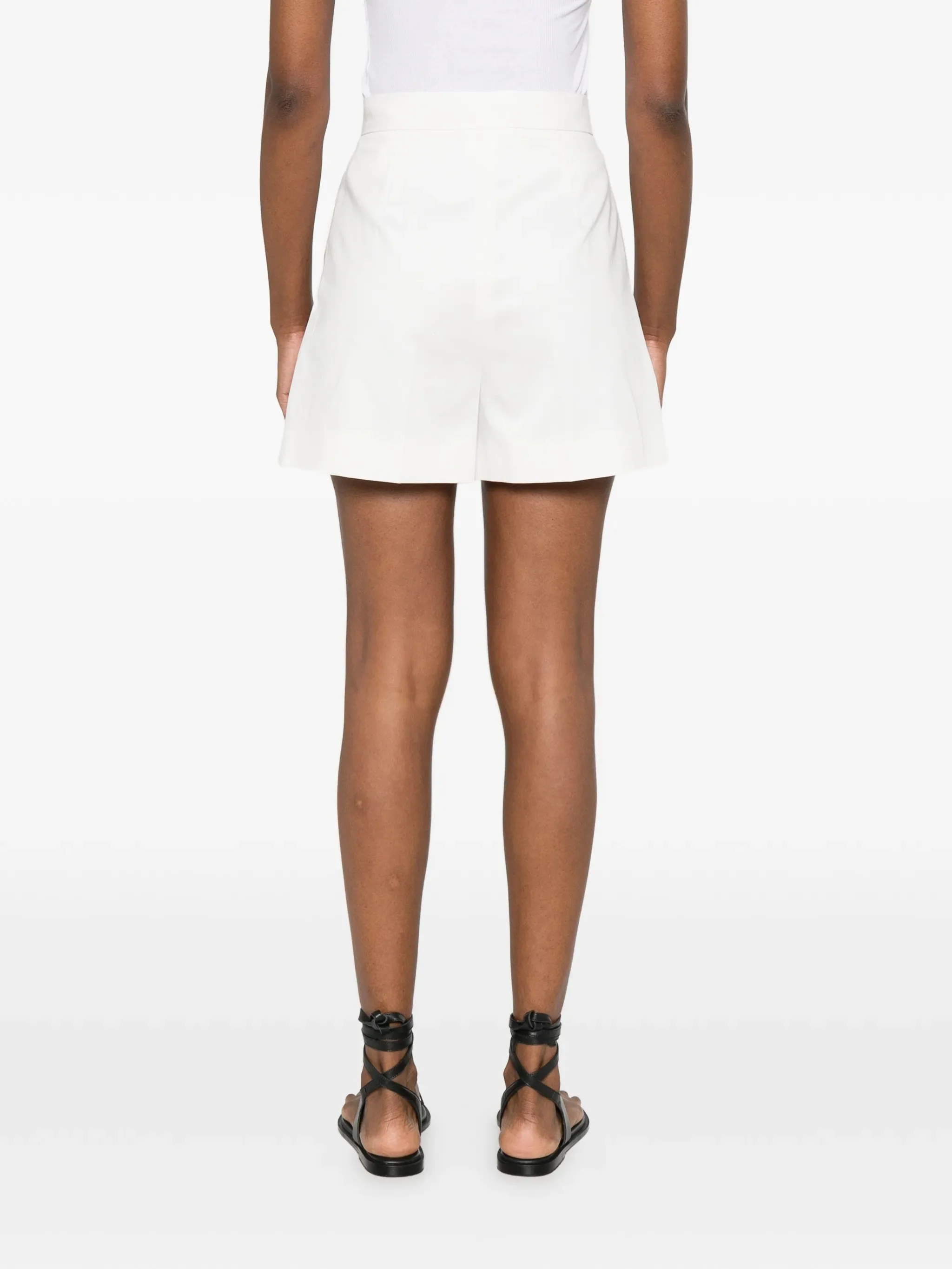 Max Mara Structured Stretch Cotton Satin Mini Shorts - Image 4