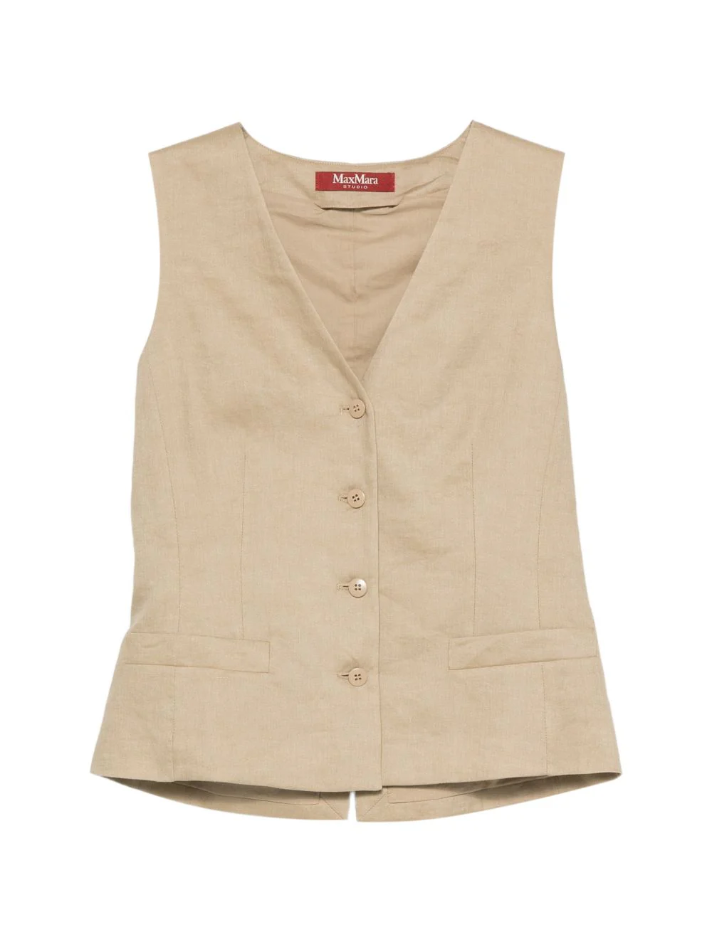 Max Mara Studio Linen Box Fit Vest with Adjustable Back Strap