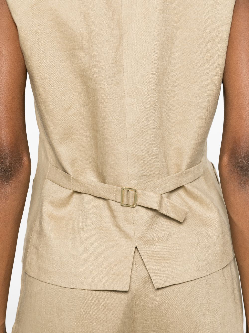 Max Mara Studio Linen Box Fit Vest with Adjustable Back Strap - Image 2
