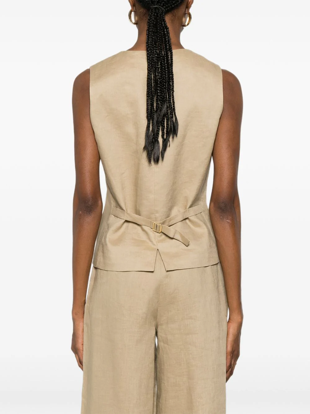 Max Mara Studio Linen Box Fit Vest with Adjustable Back Strap - Image 5