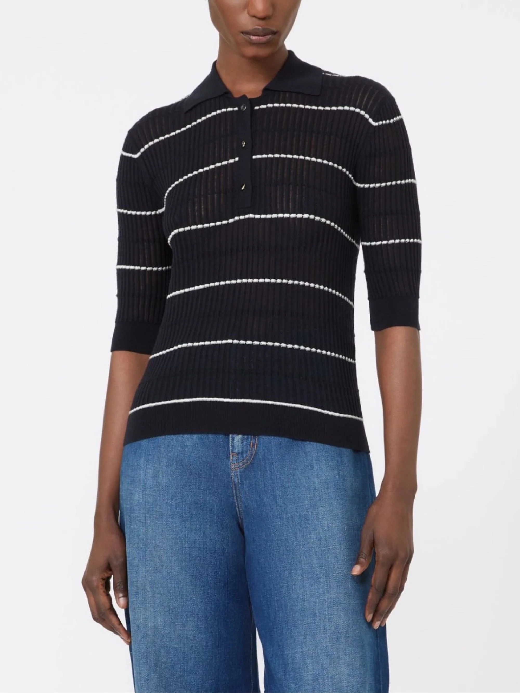 Max Mara Studio Ribbed Polo with Short Button Placket - Women's SS26 - Image 2
