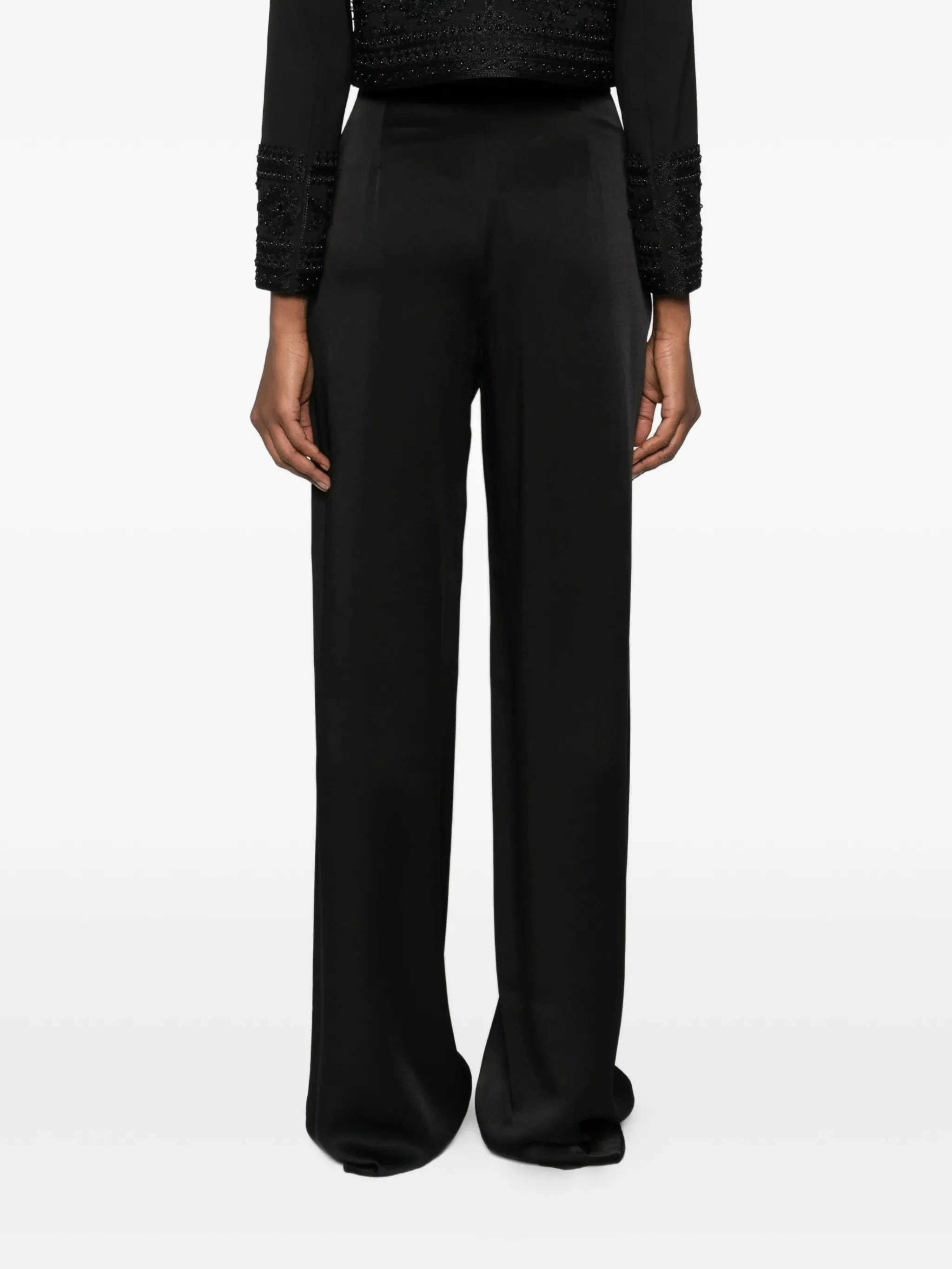 Max Mara Studio Satin Front Darts Trousers for Women - Image 4