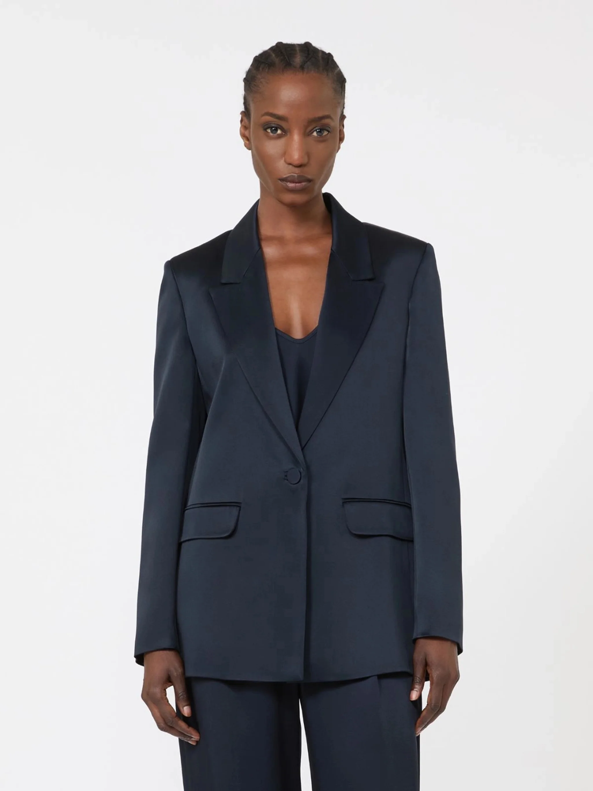 Max Mara Studio Silk-Effect Nested Jacket with Buttoned Handles - Image 3