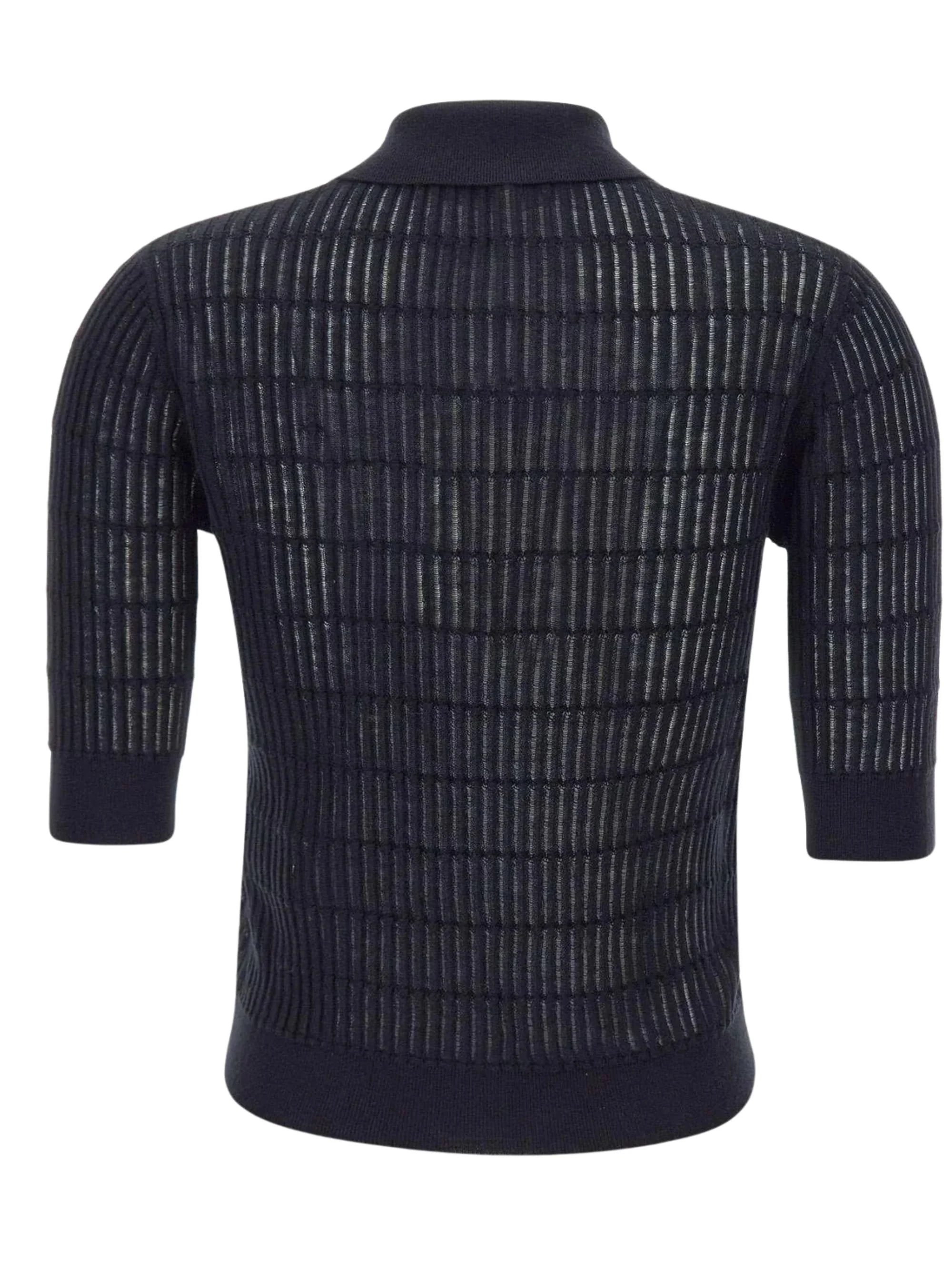 Max Mara Studio Silk/Wool Blend Ribbed Polo with Short Button Placket - SS26 - Image 3