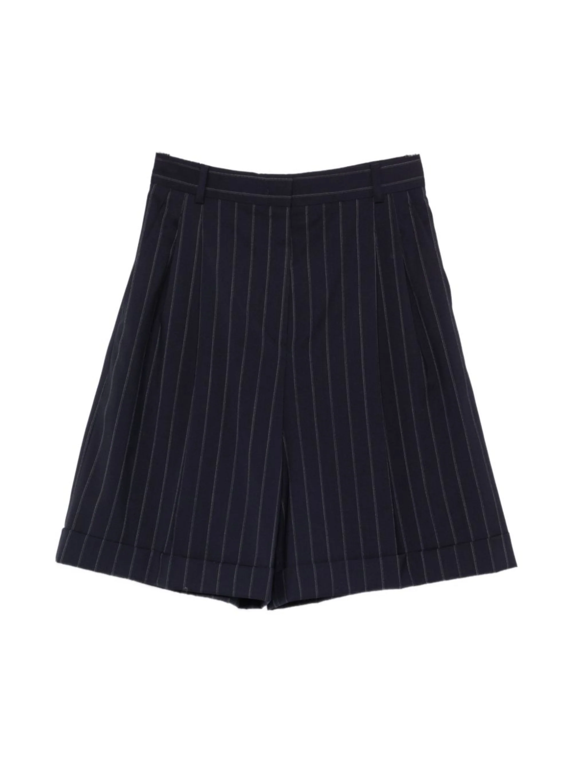 Max Mara Studio Straight Leg Wool Pants with Central Crease and Double Front Pleats