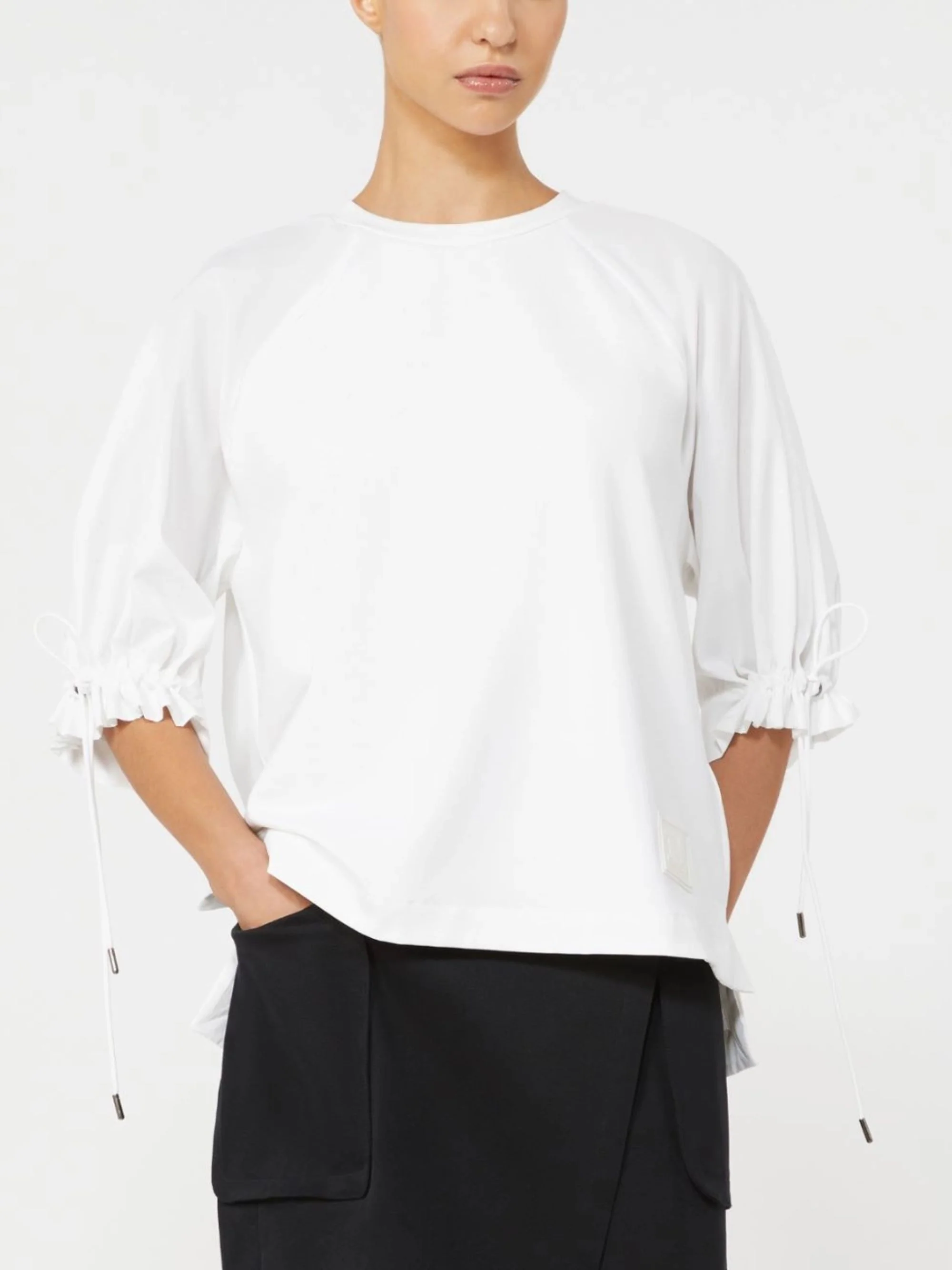Max Mara Women’s Crew-Neck T-Shirt with Drawstring Sleeves - Image 2