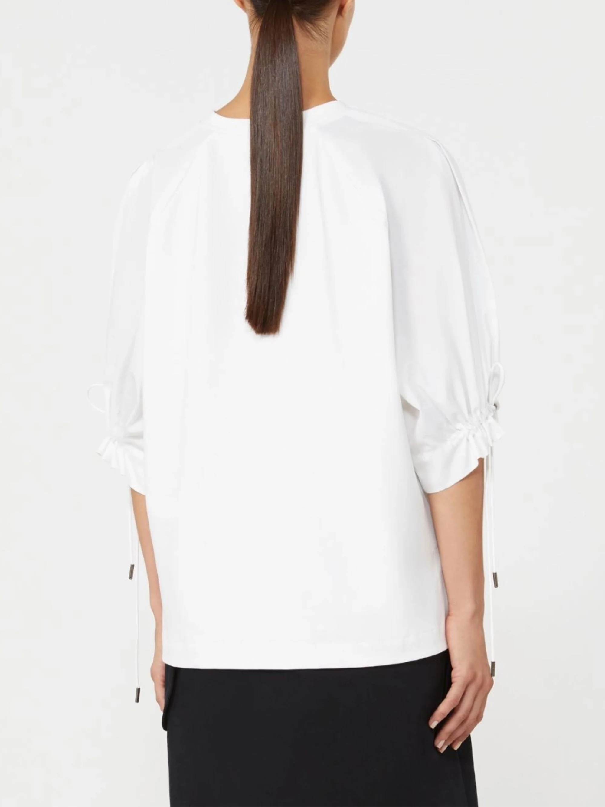 Max Mara Women’s Crew-Neck T-Shirt with Drawstring Sleeves - Image 3