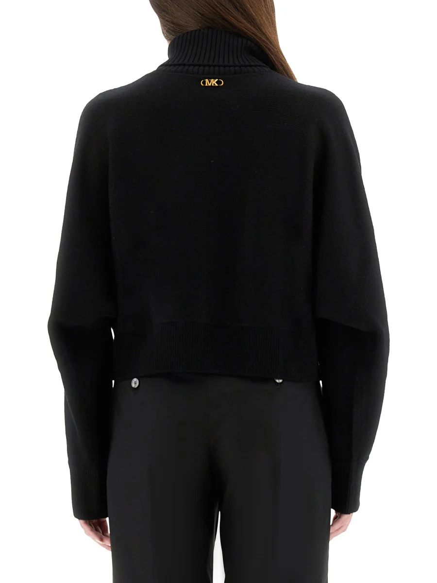 MICHAEL BY MICHAEL KORS Cropped Fine Wool T-Shirt for Women - FW25 - Image 3
