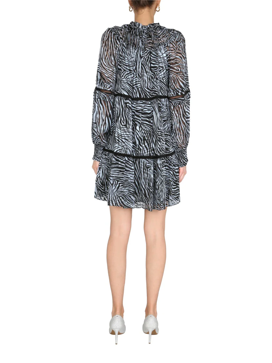 MICHAEL BY MICHAEL KORS Fil Coupé Flounce Dress with Zebra Print - Image 7