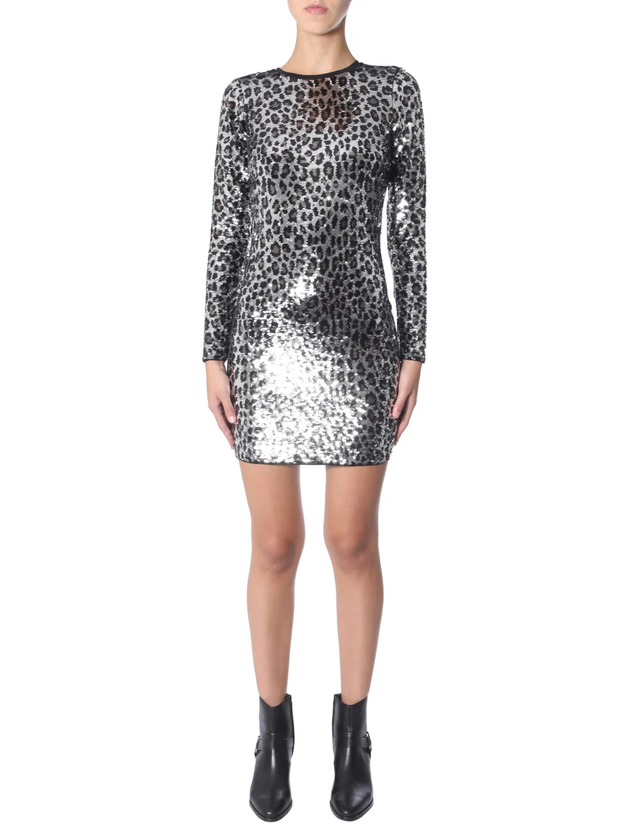 MICHAEL BY MICHAEL KORS Leopard Sequined Long-Sleeve Dress - Image 5
