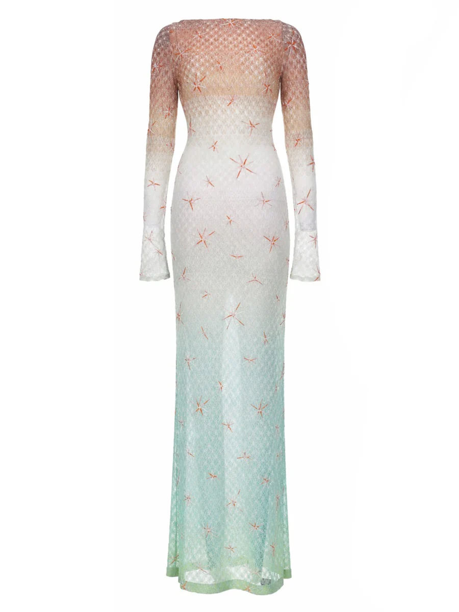 MISSONI Embroidered Mesh Long-sleeved Dress