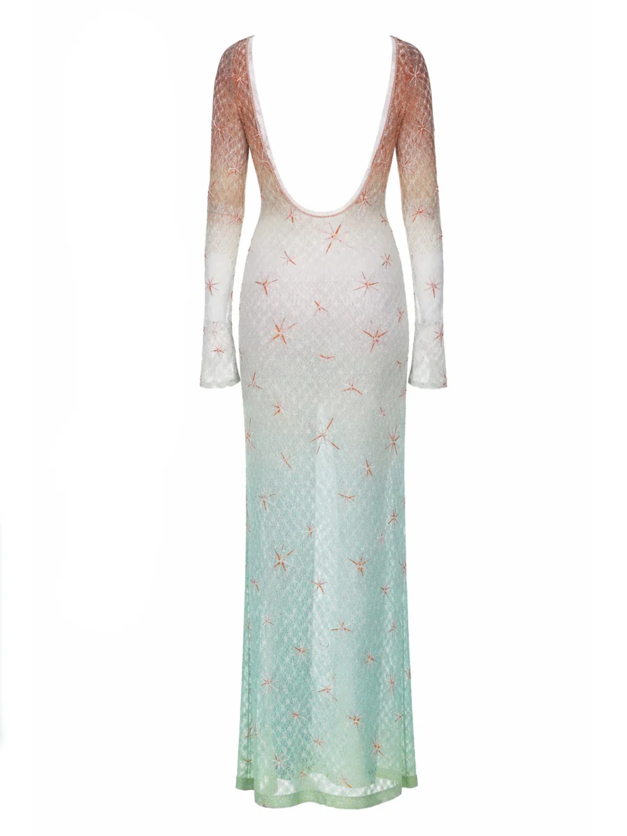 MISSONI Embroidered Mesh Long-sleeved Dress - Image 2