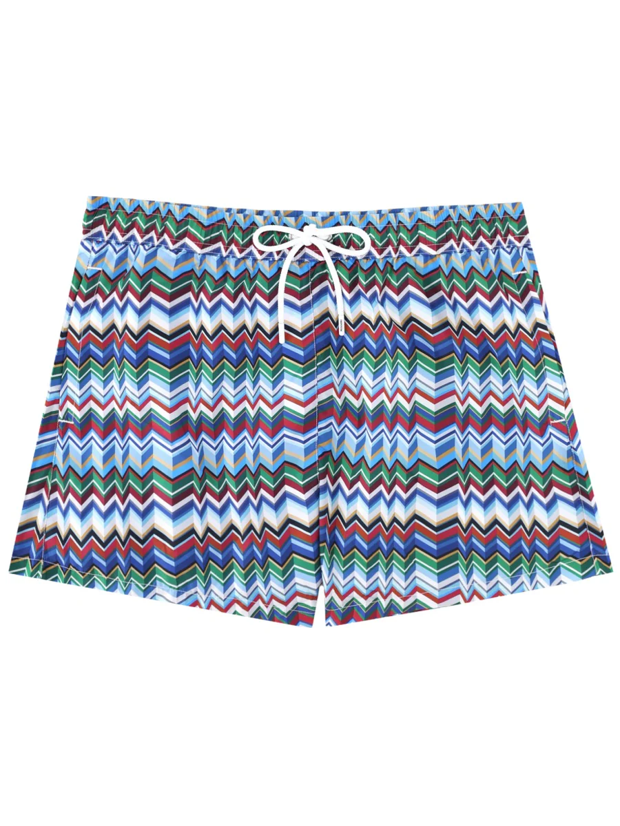 MISSONI Mid-length Swim Shorts with Irregular Zigzag Print