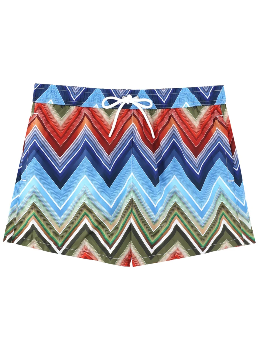 MISSONI Mid-length Swim Shorts with Macro Zigzag Print