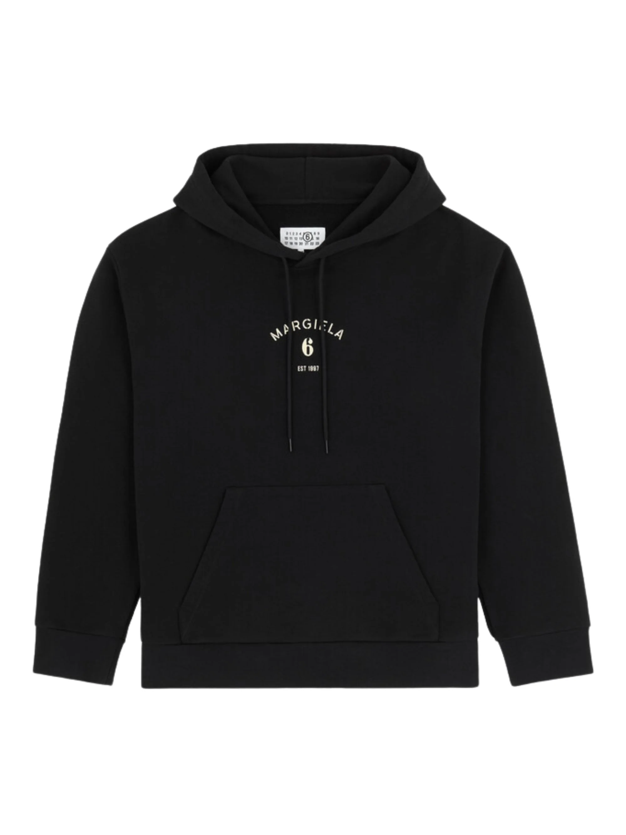Mm6 Maison Margiela Cotton Hoodie with Central Logo and Sophisticated Ribbed Edges