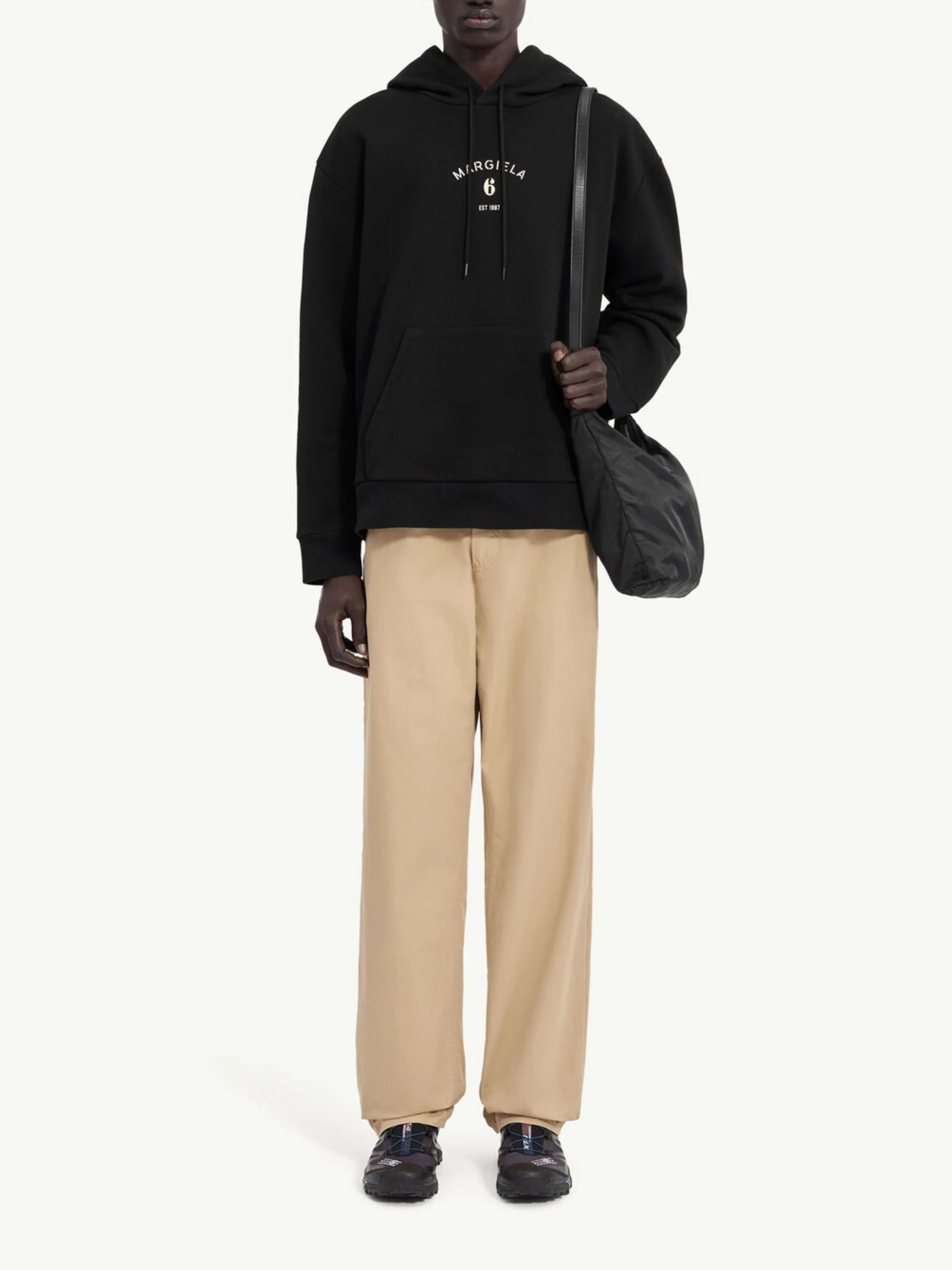 Mm6 Maison Margiela Cotton Hoodie with Central Logo and Sophisticated Ribbed Edges - Image 2