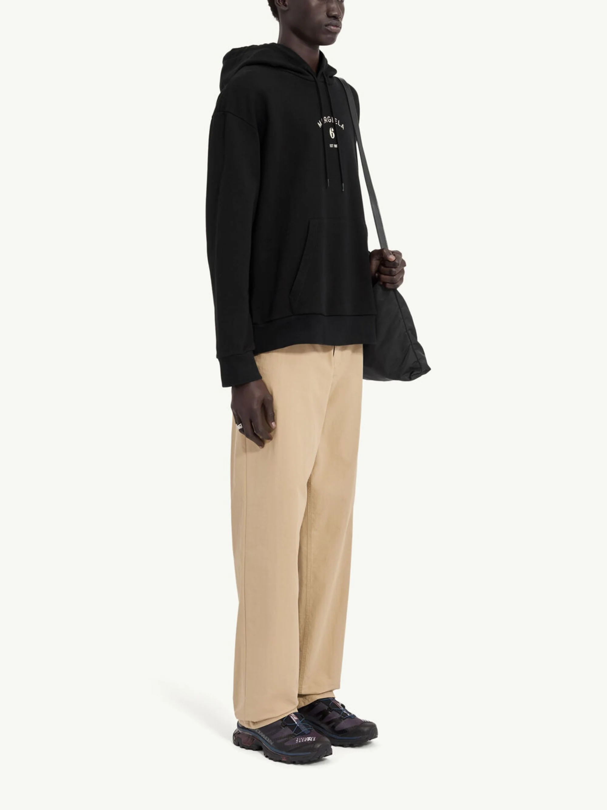 Mm6 Maison Margiela Cotton Hoodie with Central Logo and Sophisticated Ribbed Edges - Image 3