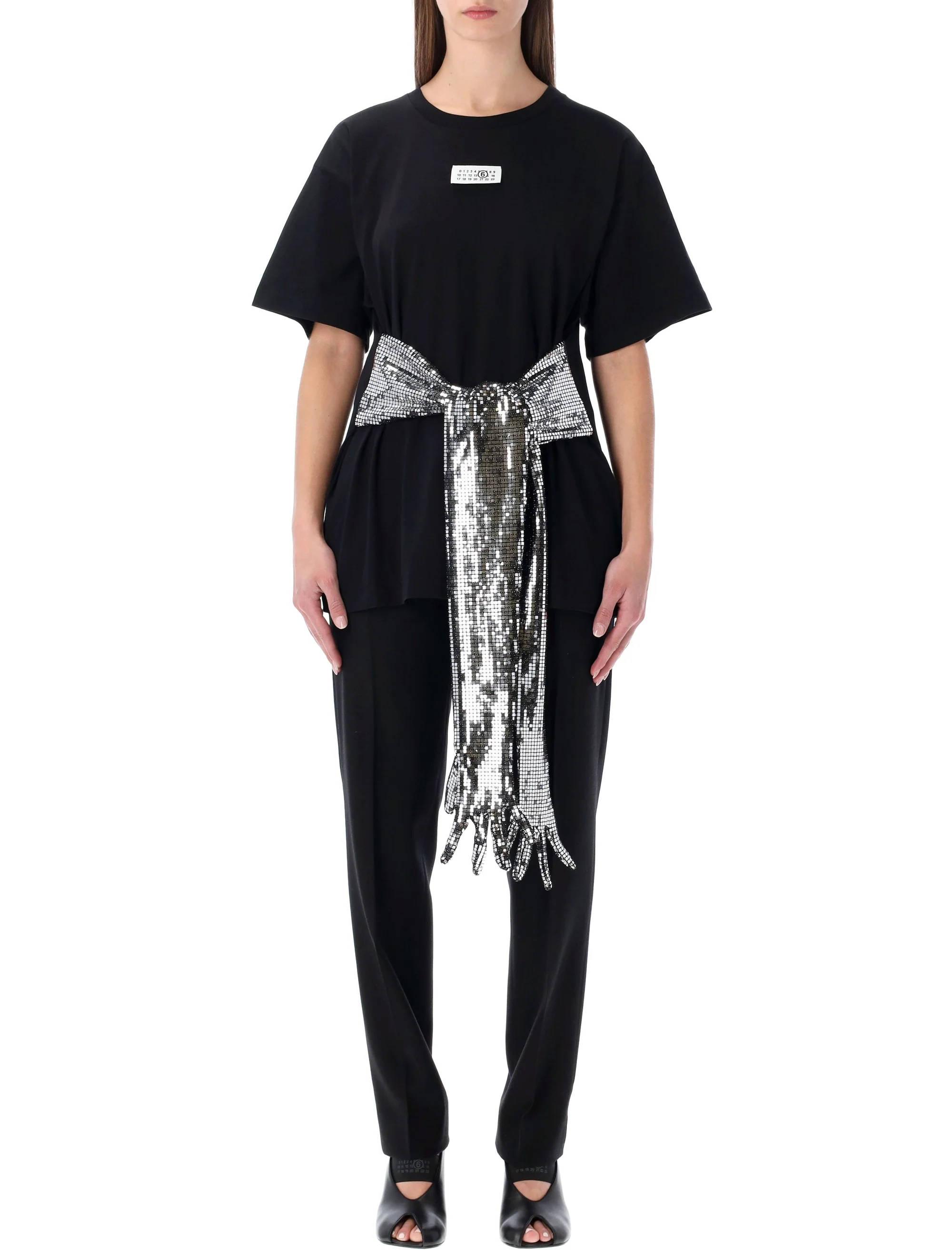 Mm6 Maison Margiela Glittering Detail Cotton T-Shirt - Image 6