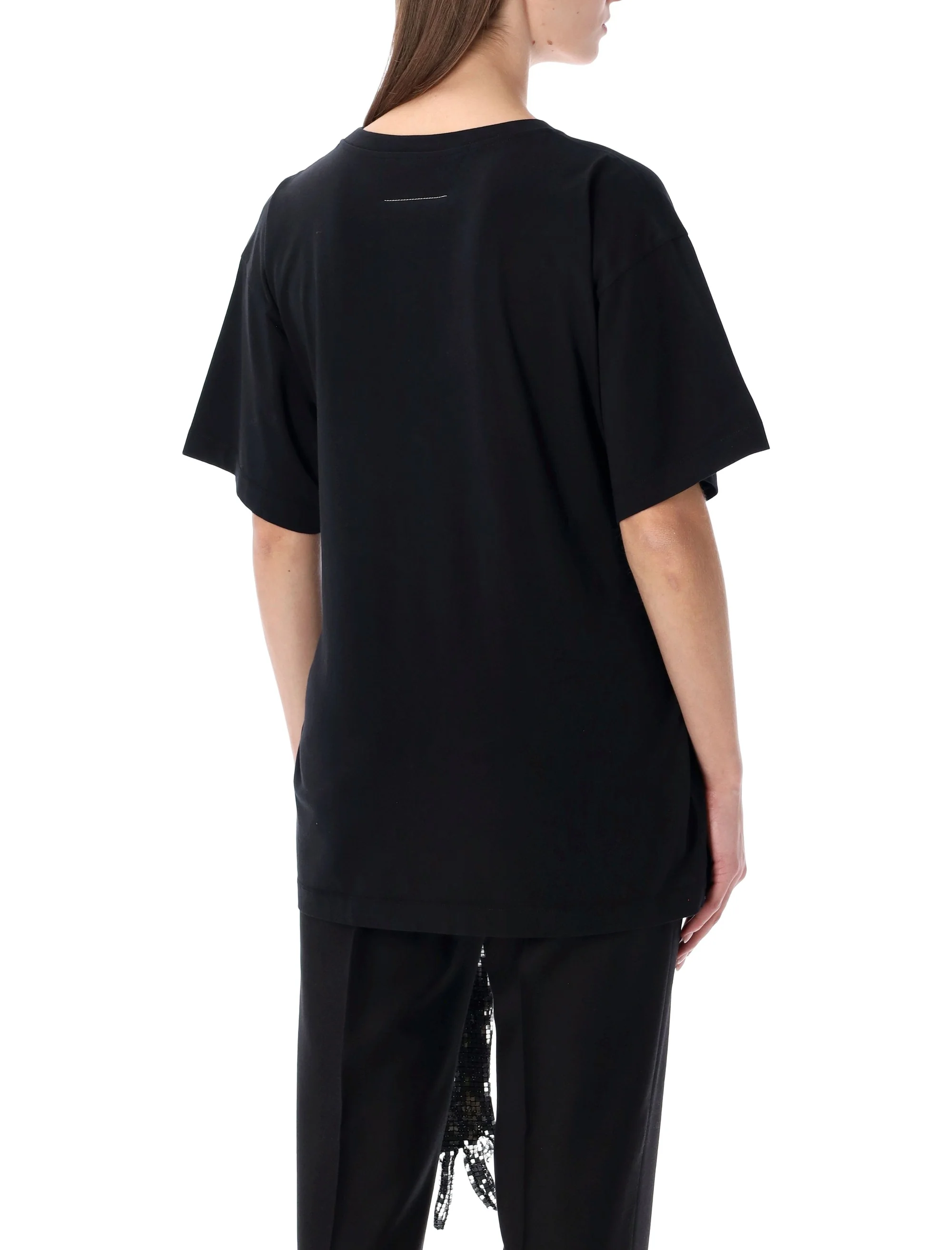 Mm6 Maison Margiela Glittering Detail Cotton T-Shirt - Image 7