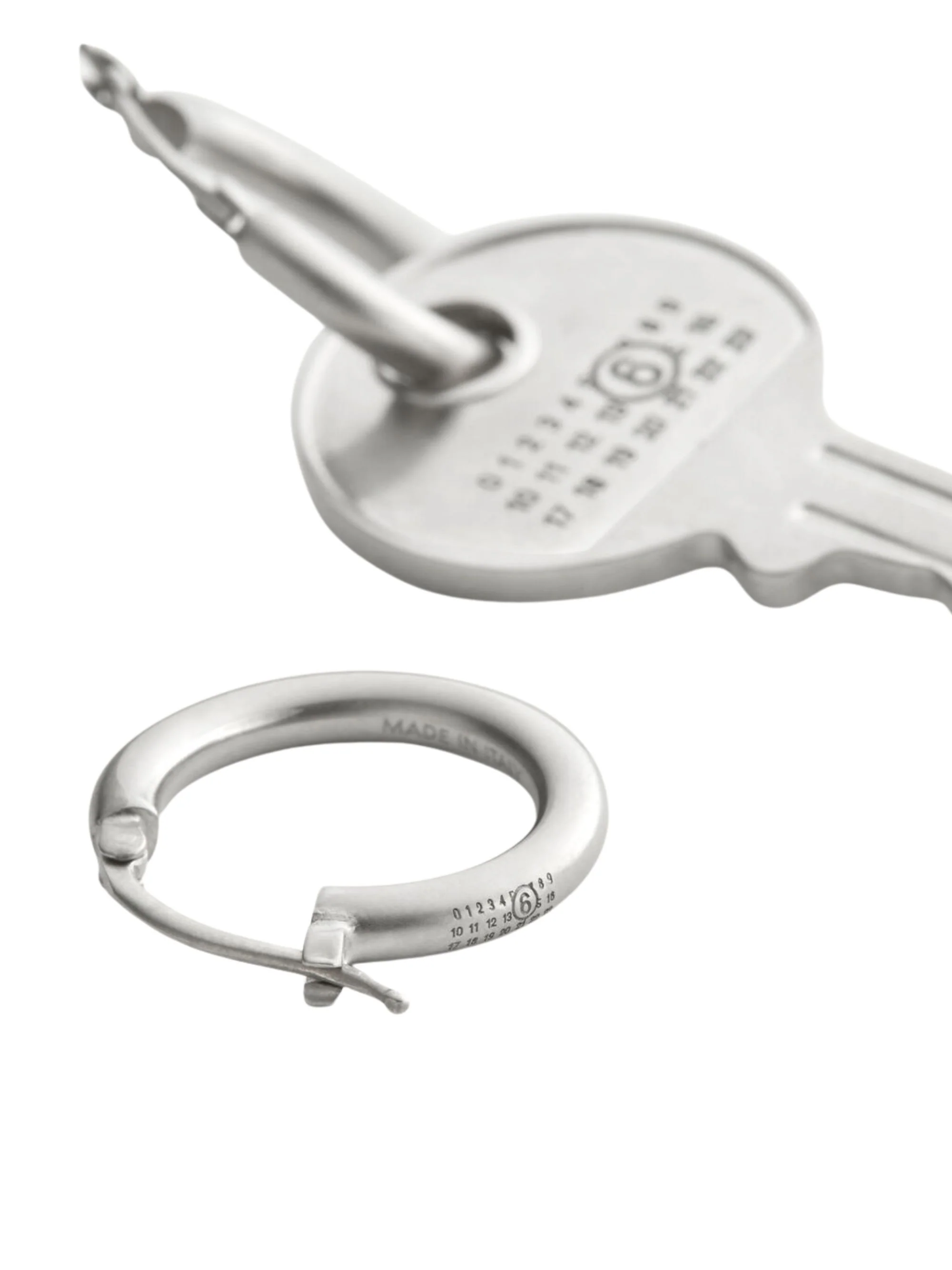 Mm6 Maison Margiela Key Pendant Earrings with Engraved Numeric Logo - Image 3