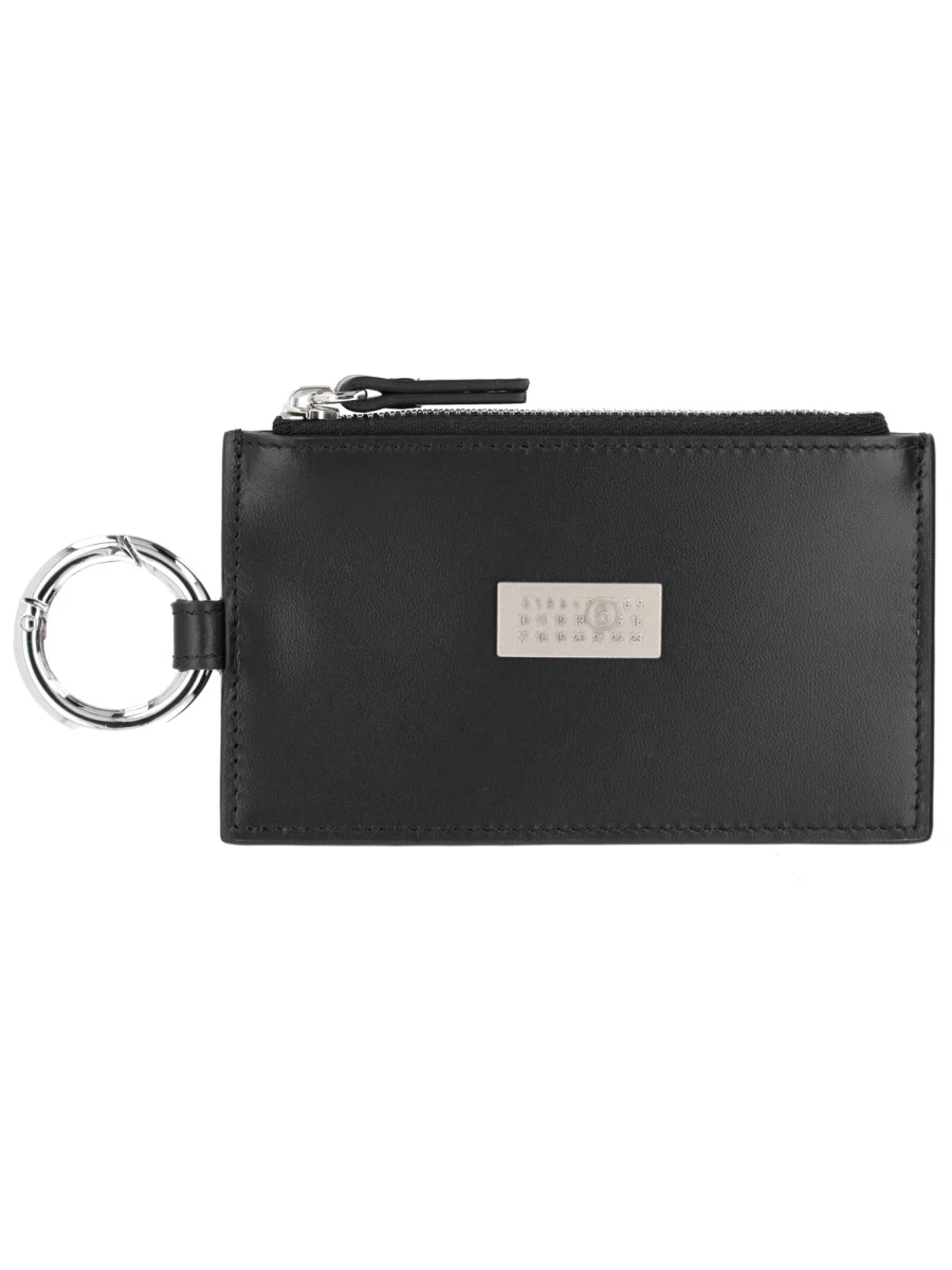 MM6 MAISON MARGIELA LEATHER CARD CASE with ZIPPER and KEY RING