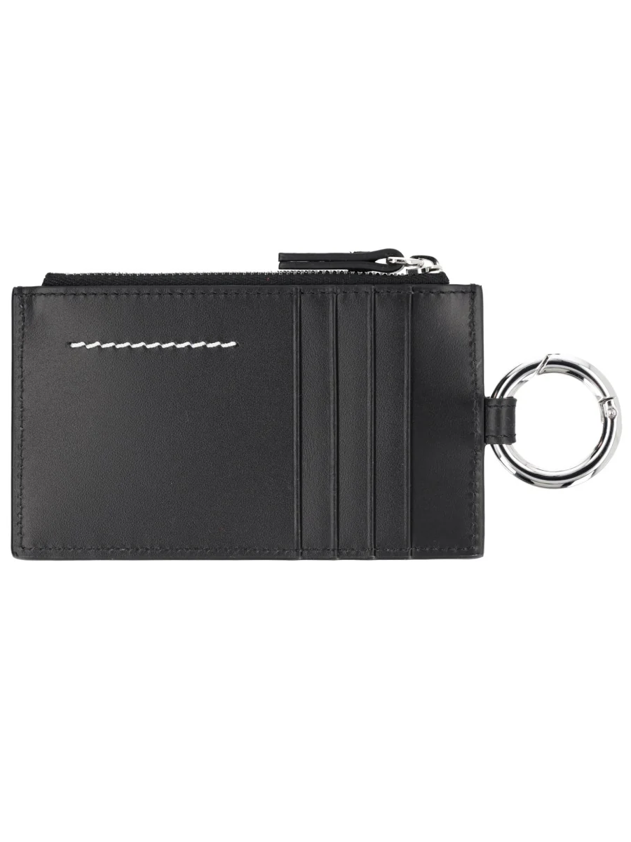 MM6 MAISON MARGIELA LEATHER CARD CASE with ZIPPER and KEY RING - Image 2