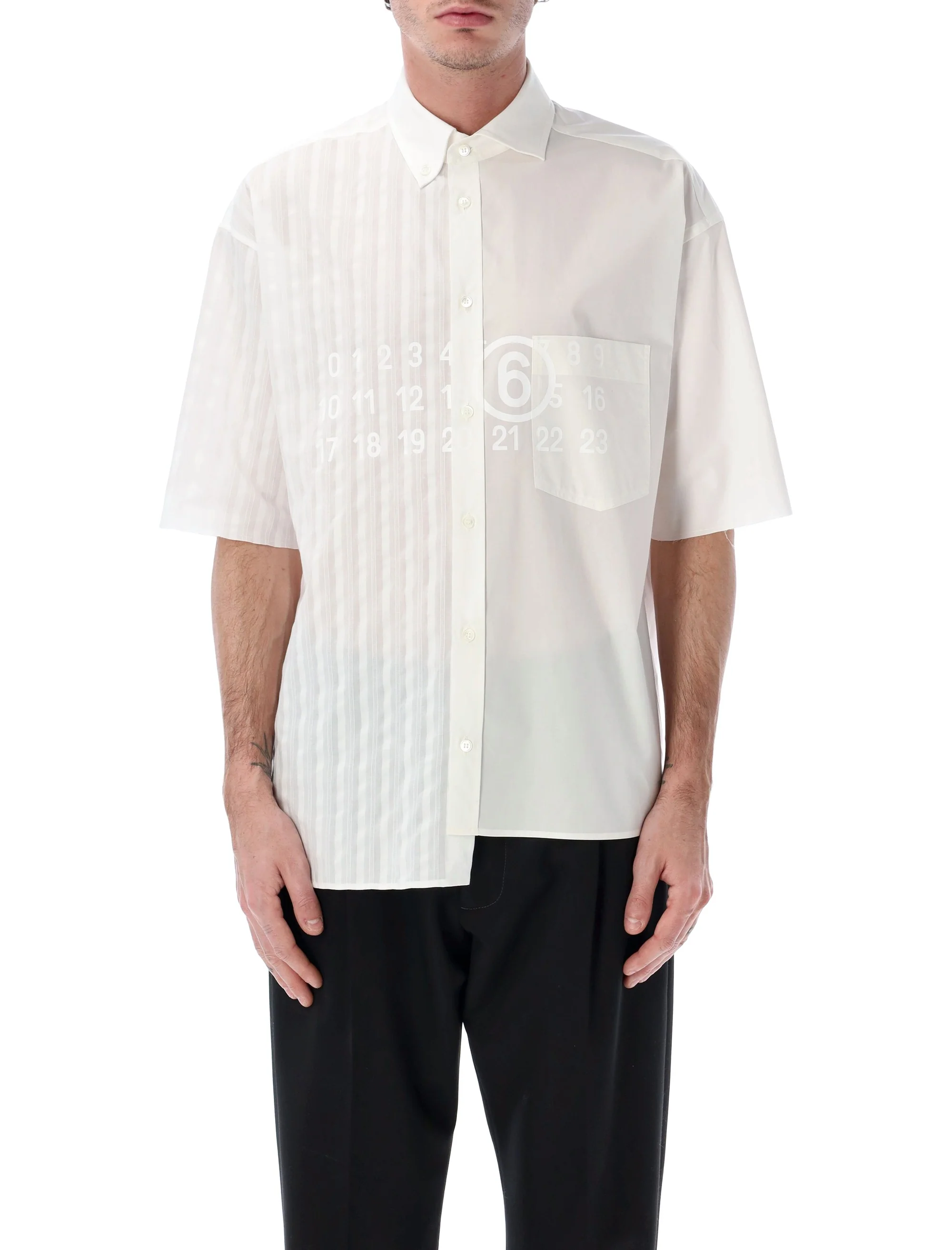 Mm6 Maison Margiela Two-Tone Short Sleeve Shirt - Size 48