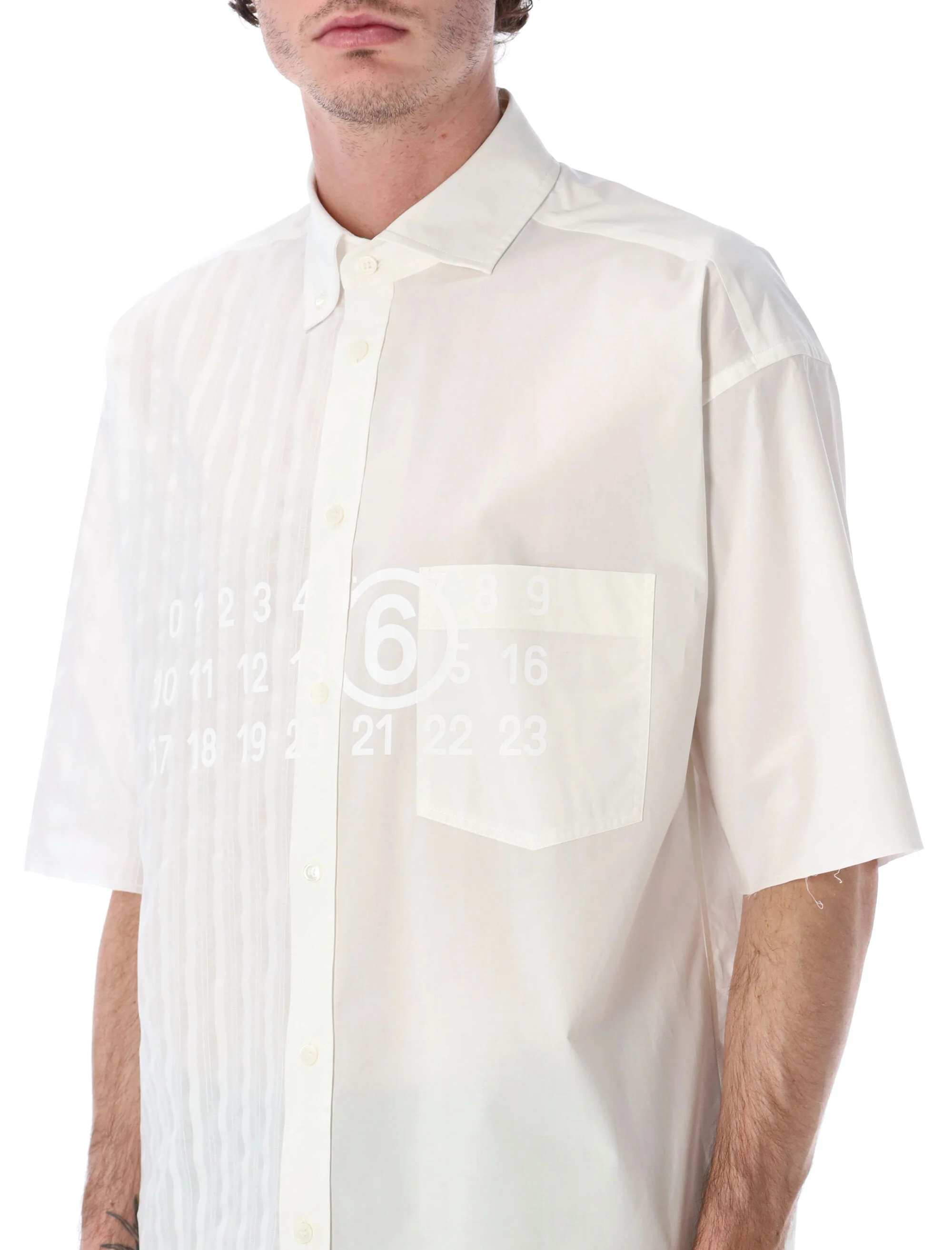 Mm6 Maison Margiela Two-Tone Short Sleeve Shirt - Size 48 - Image 3