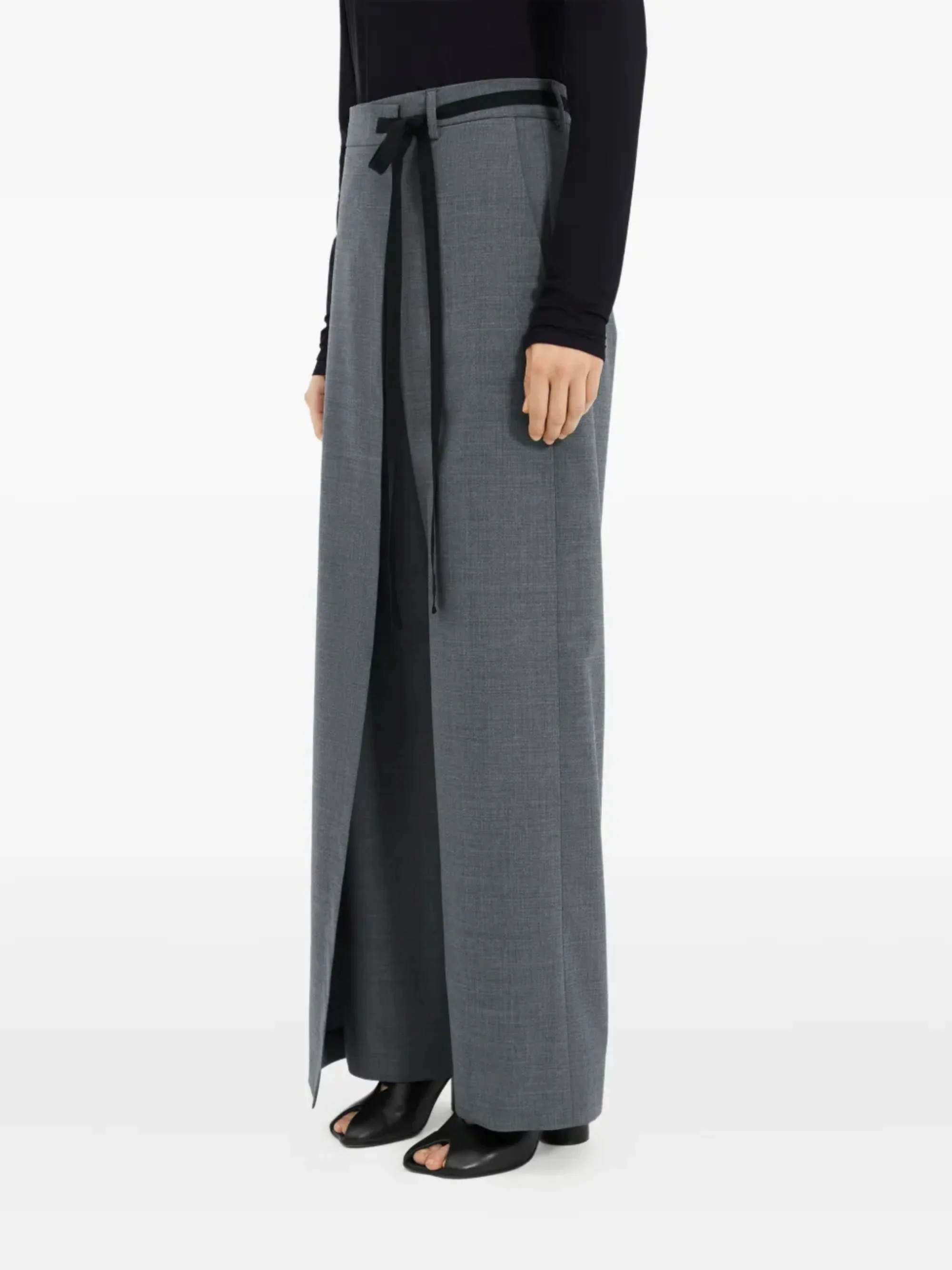 Mm6 Maison Margiela Wide-leg Trousers with Overlapping Front Panel and Knot Detail - Image 4