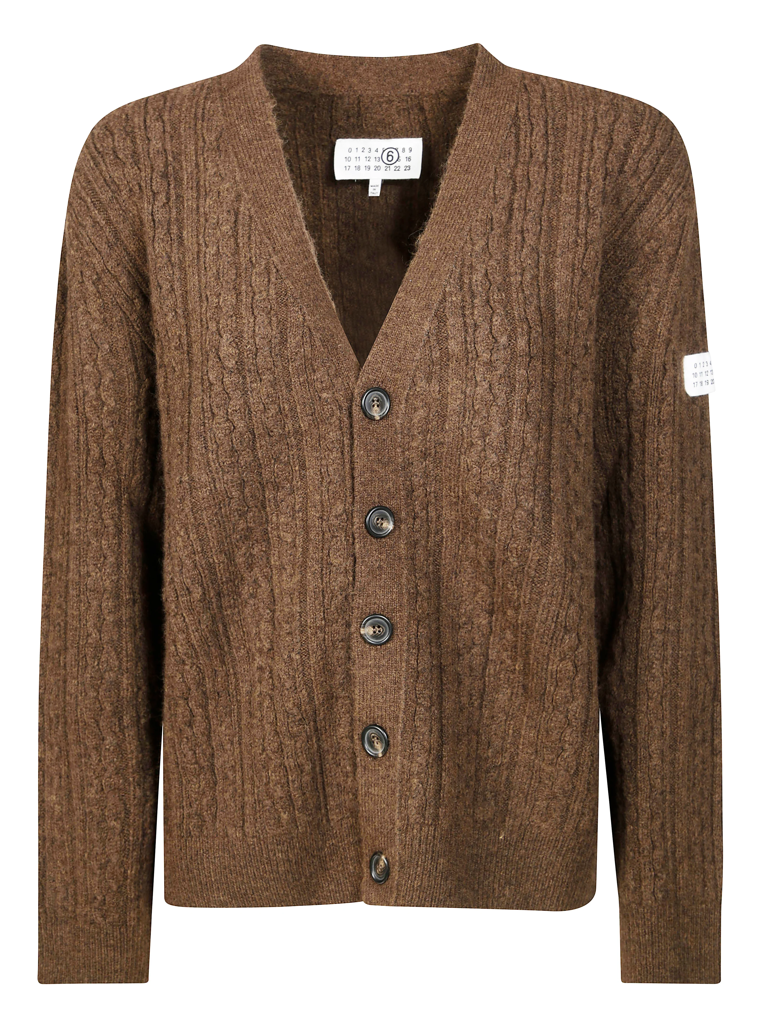 Mm6 Sneck V Cardigan with Top Paint Logo