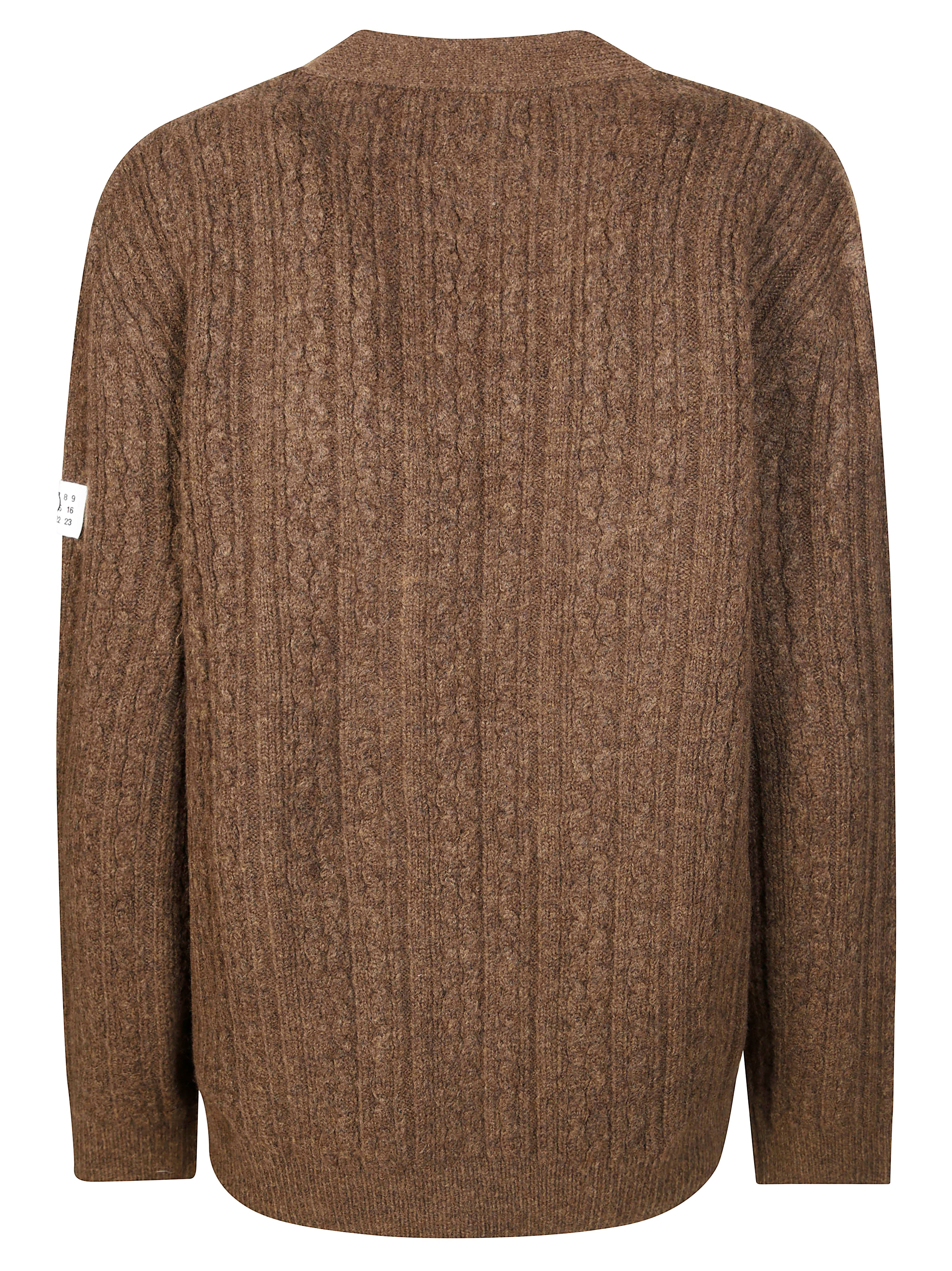 Mm6 Sneck V Cardigan with Top Paint Logo - Image 2