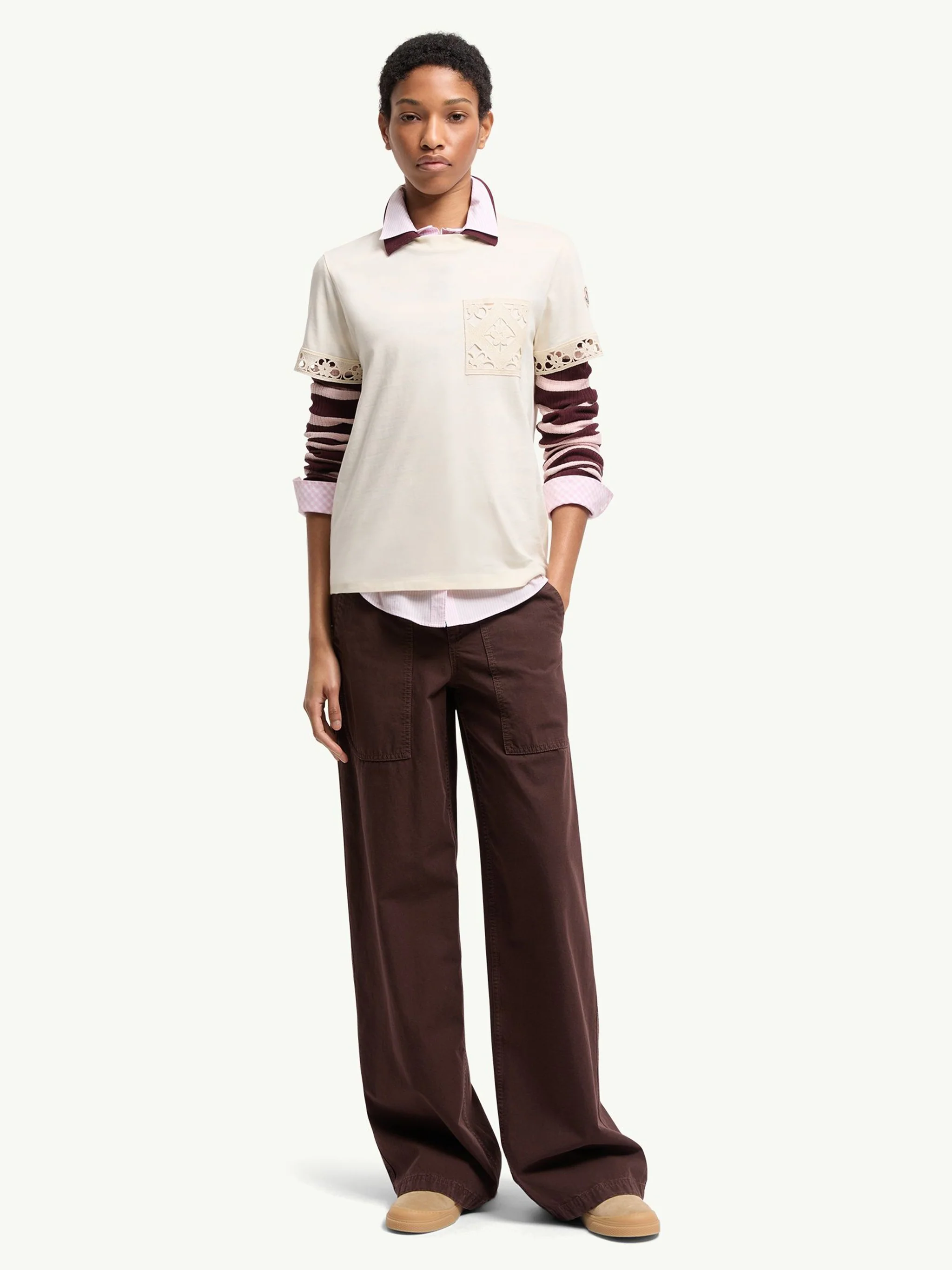 Moncler Cotton Embroidered Pocket T-Shirt for Women - Image 2