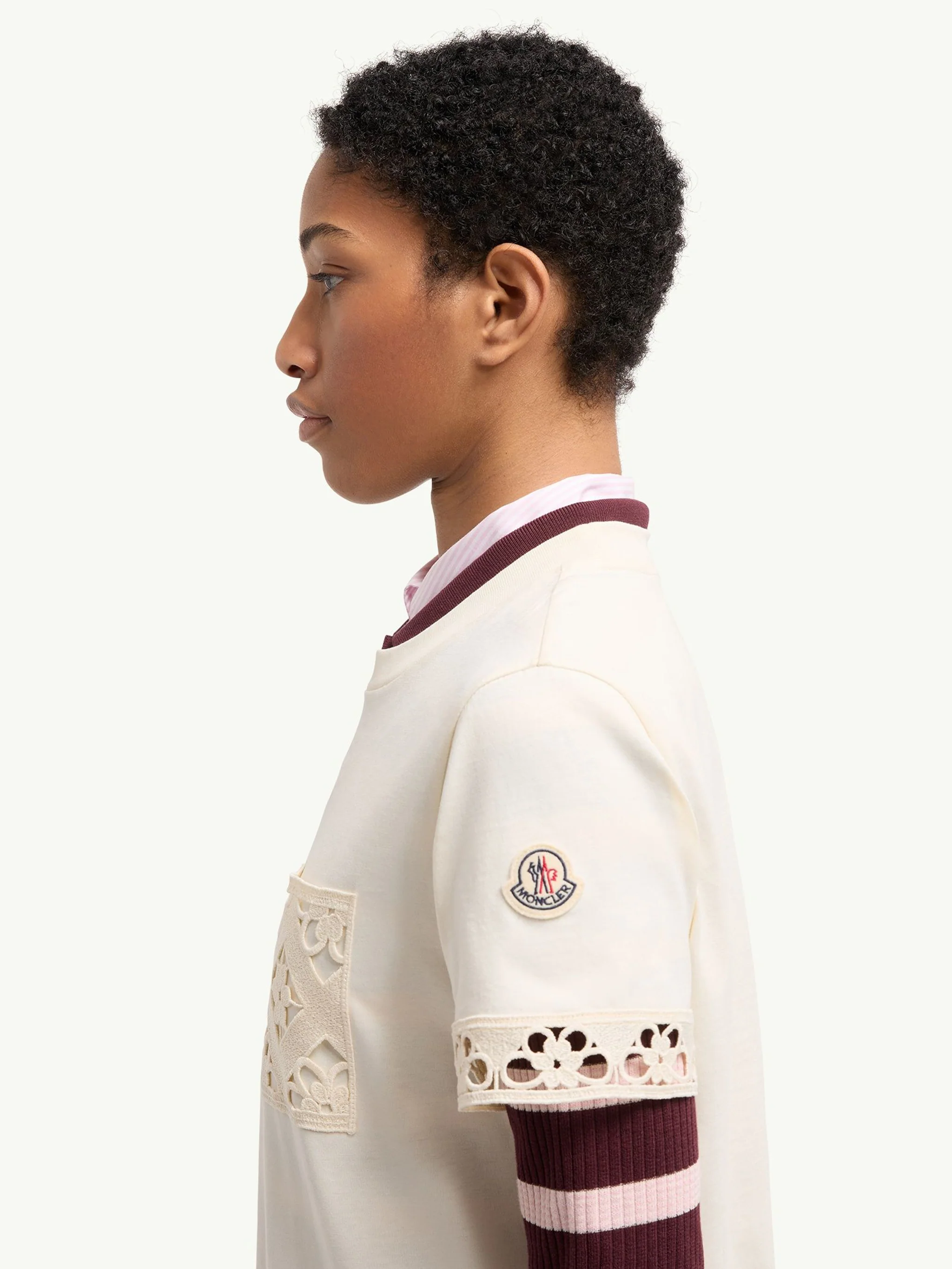Moncler Cotton Embroidered Pocket T-Shirt for Women - Image 3