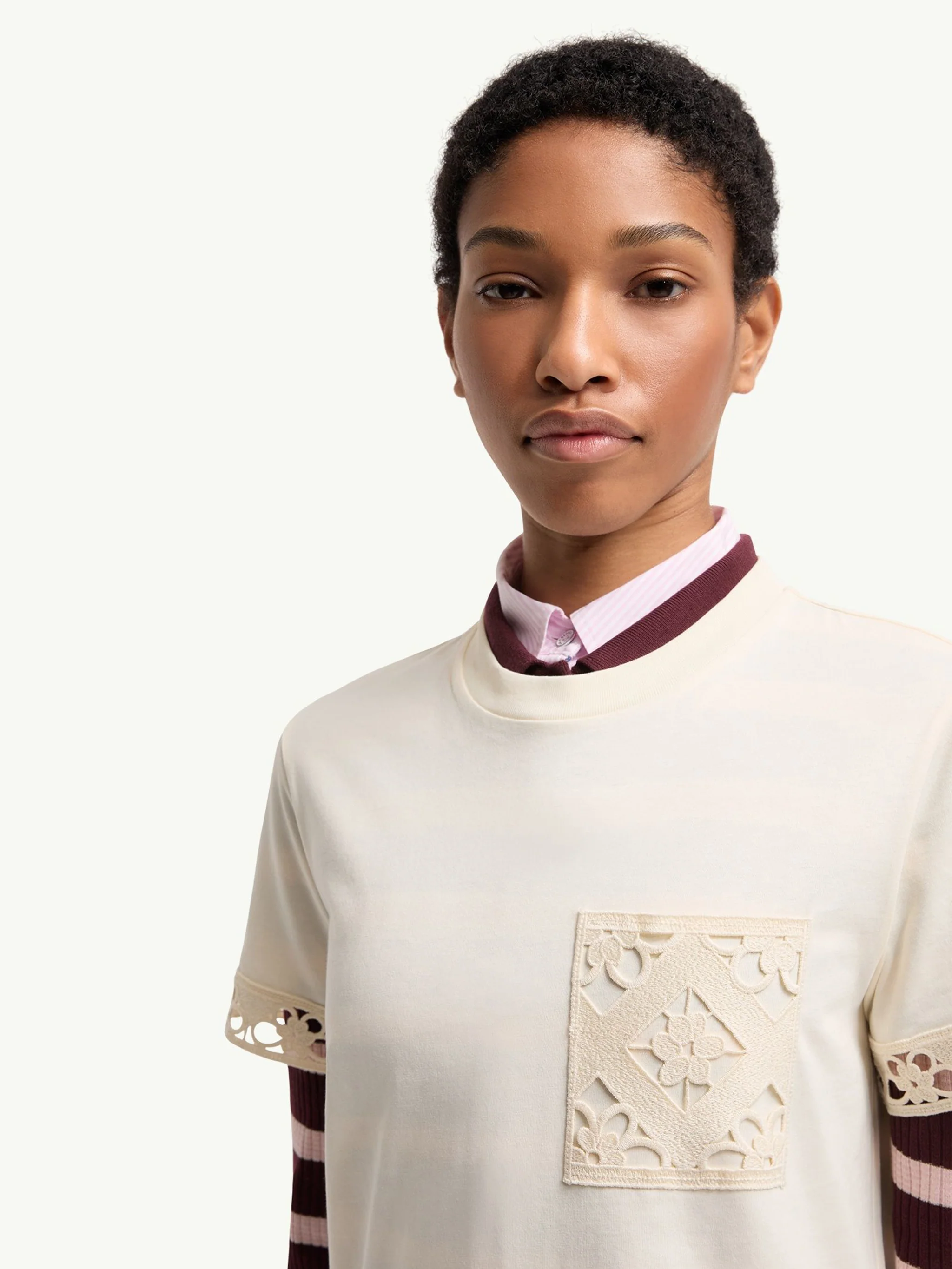 Moncler Cotton Embroidered Pocket T-Shirt for Women - Image 6