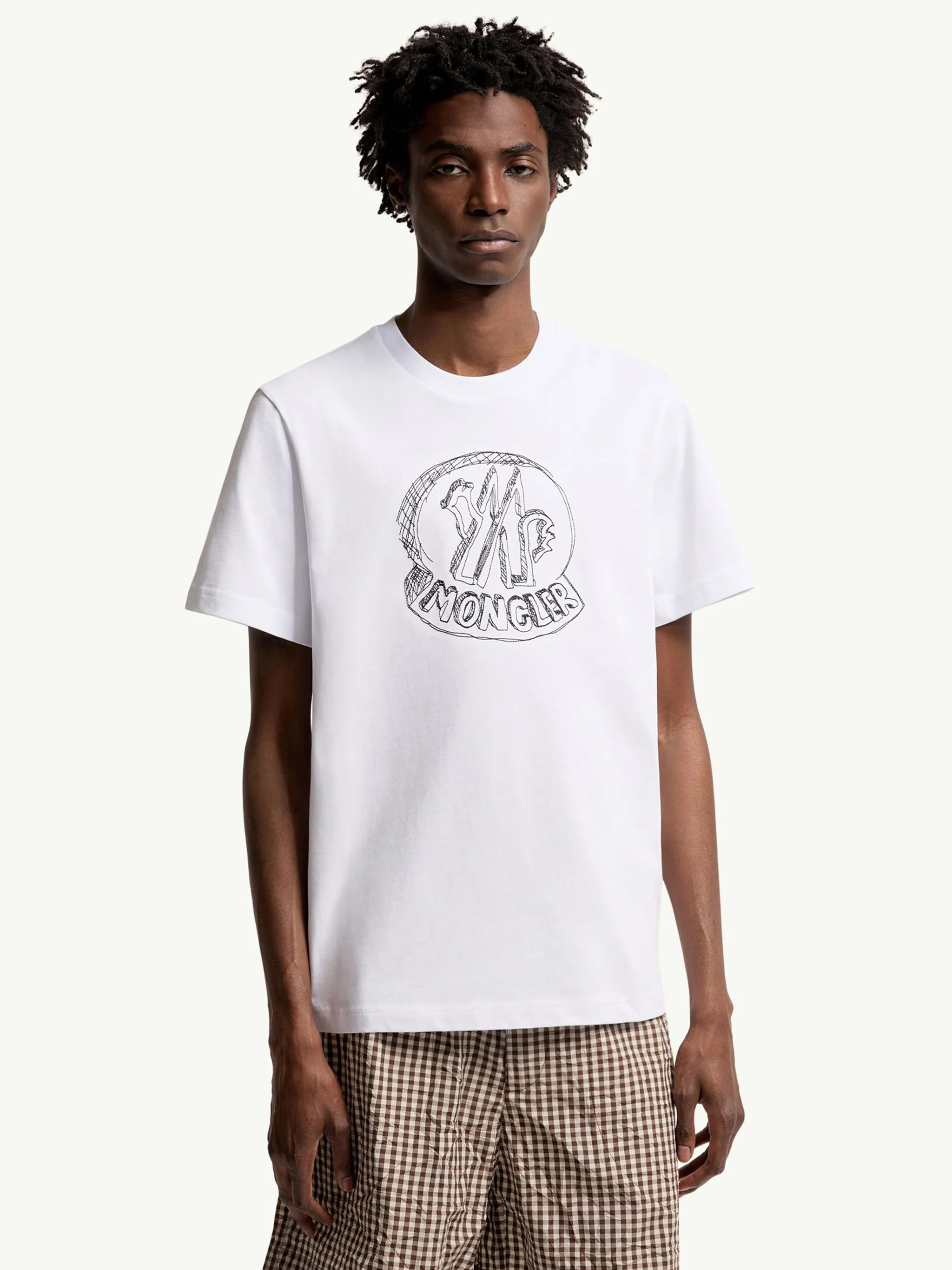 Moncler Crew Neck T-Shirt with Embroidered Design for Men - Image 4