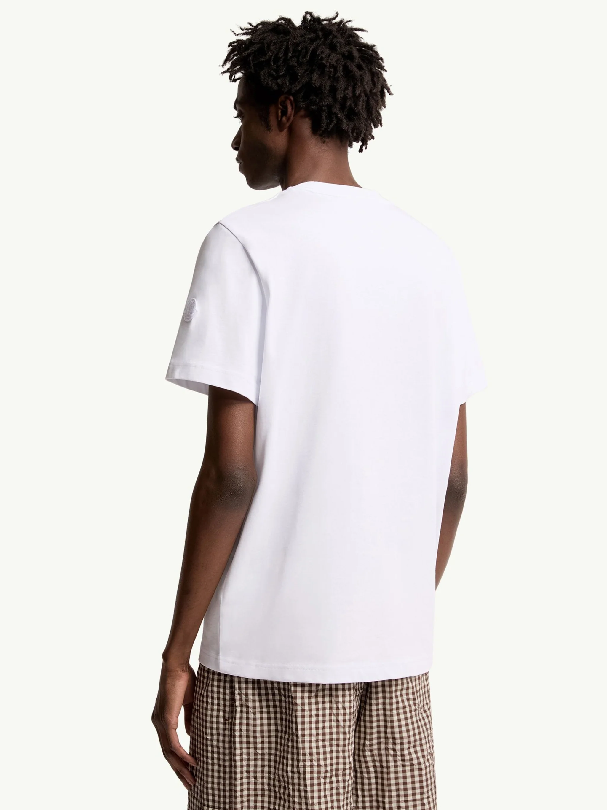 Moncler Crew Neck T-Shirt with Embroidered Design for Men - Image 5
