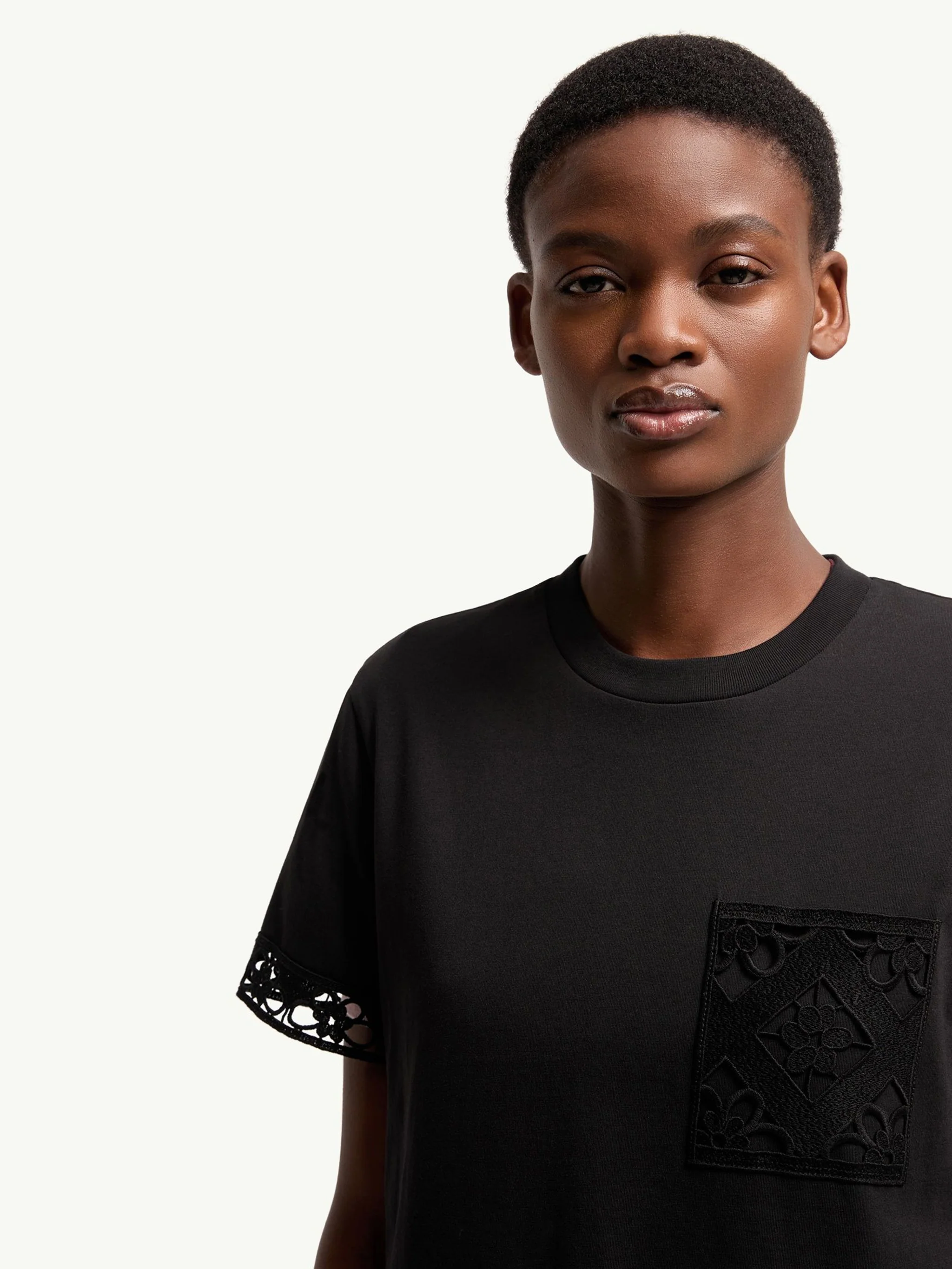 Moncler Embroidered Pocket Tee with Decorative Sleeve Edges - Image 6